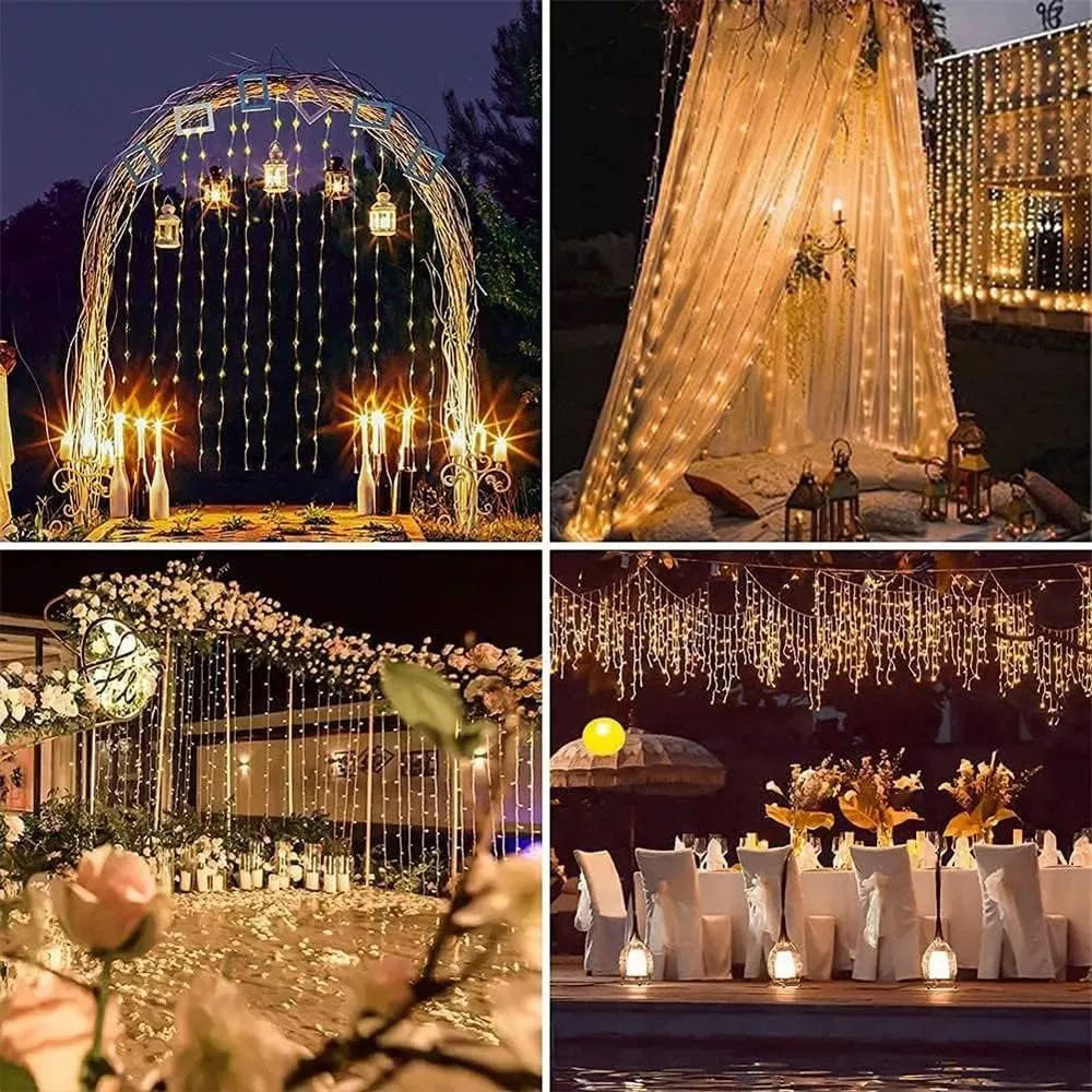 Cortinas series luces 600 led navidad, carga usb con dos paneles 3x3 metros