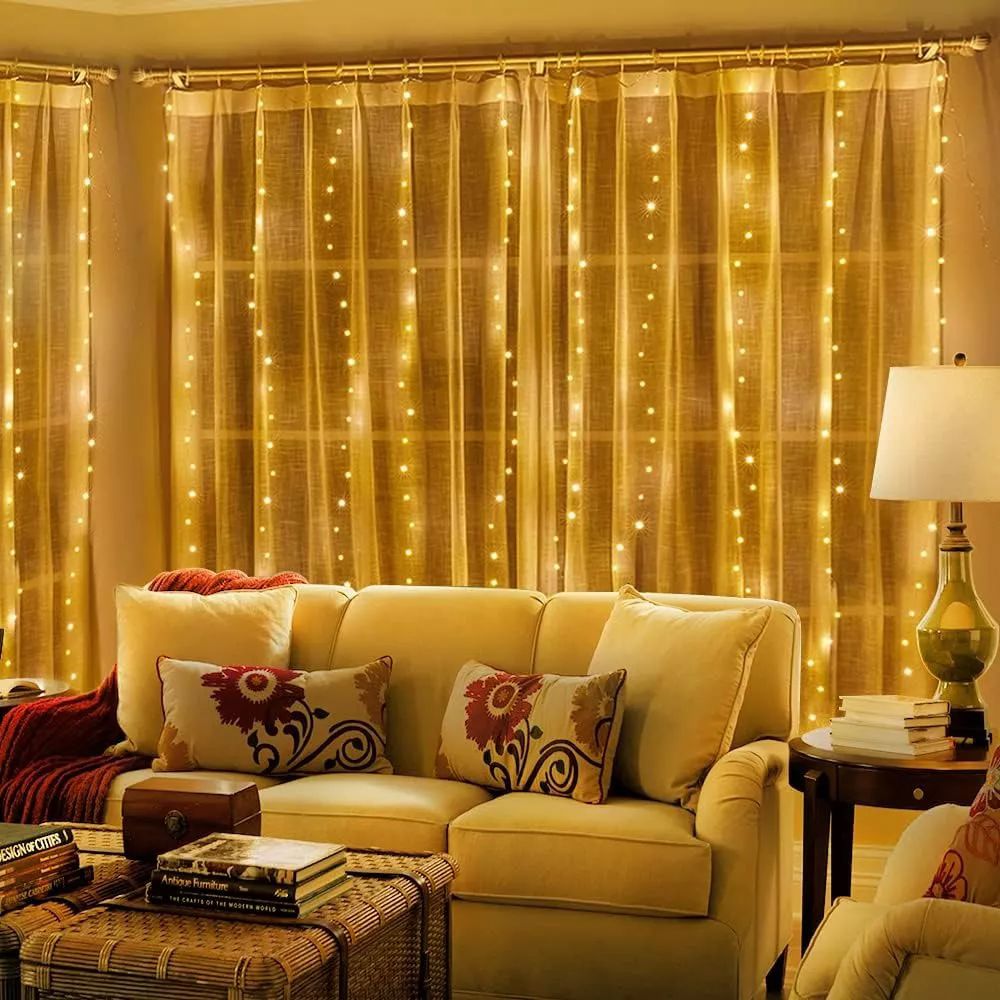Cortinas series luces 600 led navidad, carga usb con dos paneles 3x3 metros