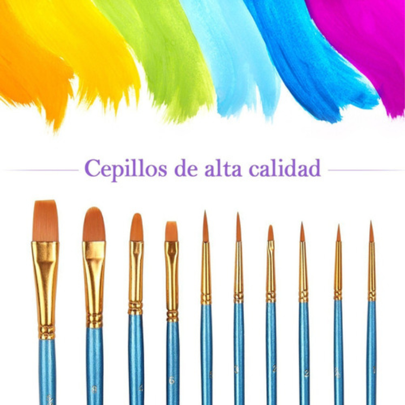 Kit De Pintura Acrílica 24 Colores 60 Ml Y Oleo Pincel 10pzs