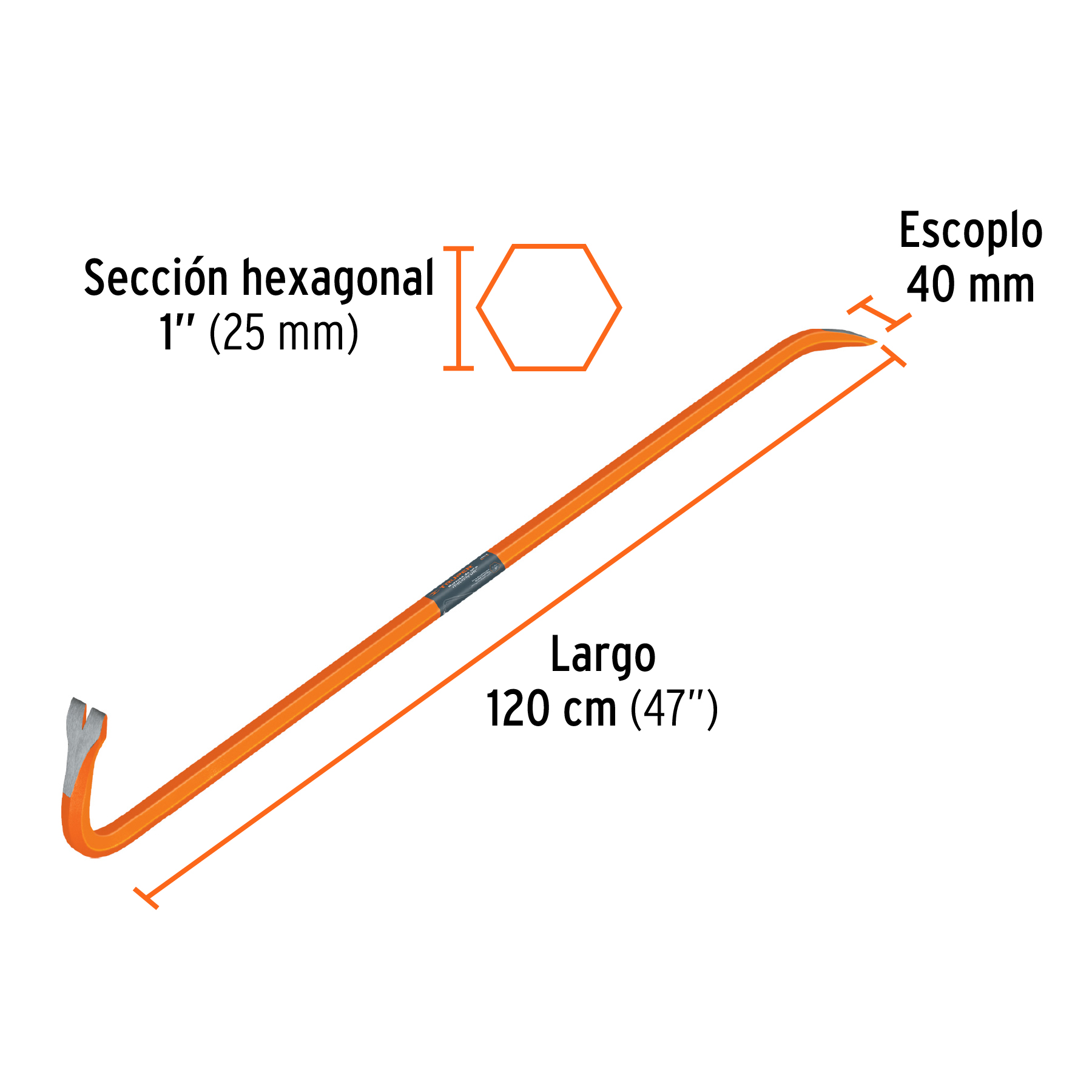 BARRETA DE UÑA DE 1" X 120 CM, TRUPER 10874