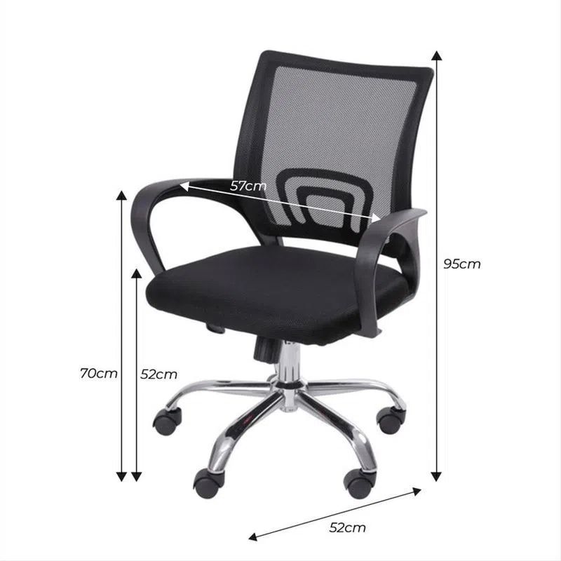 Silla Escritorio Oficina Negra Respaldo Posa Brazo Lumbar