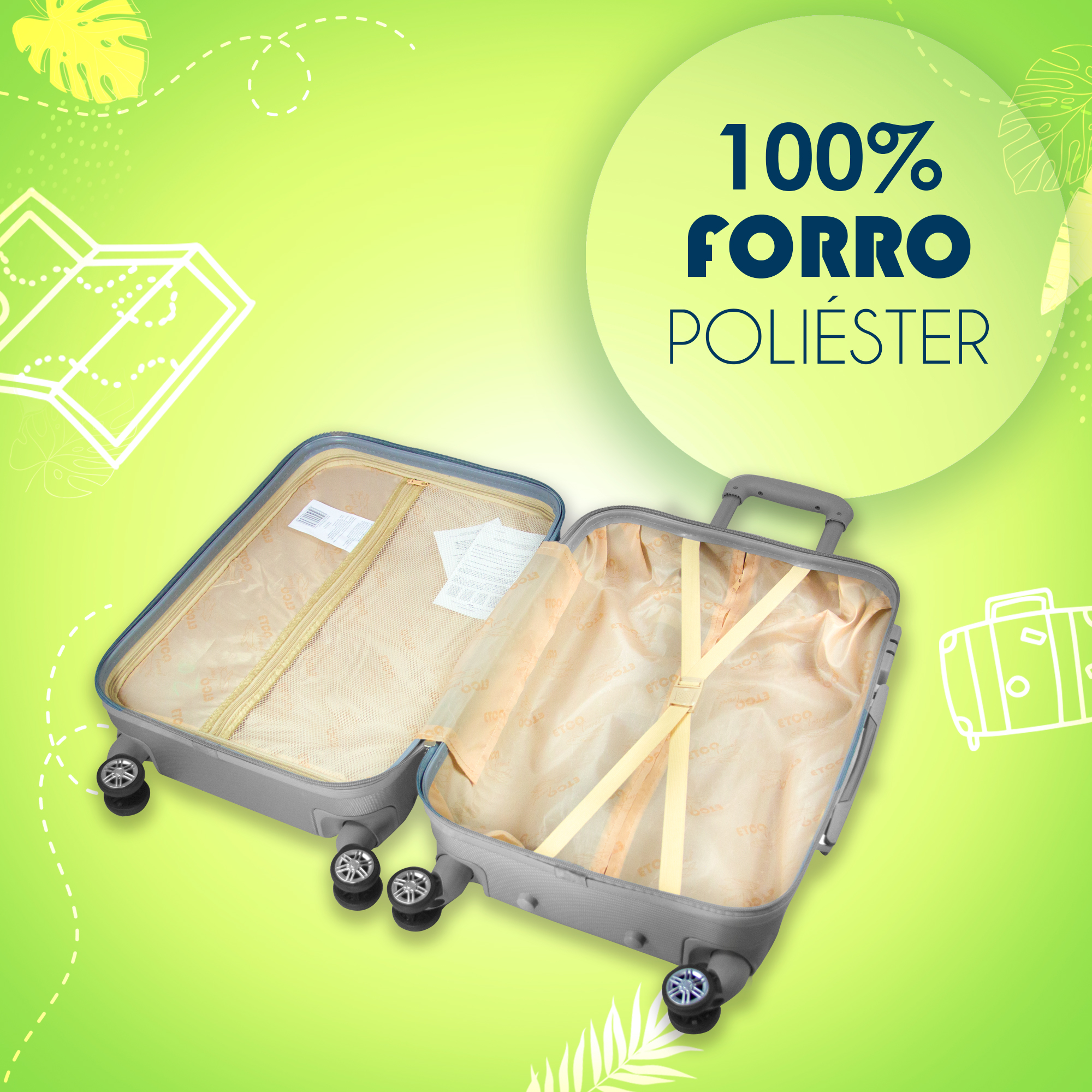 Maleta De Viaje Ligera 20 Pulgadas Etco Travel Equipaje De Mano Gris Plata para Avion Ruedas 360 Barata