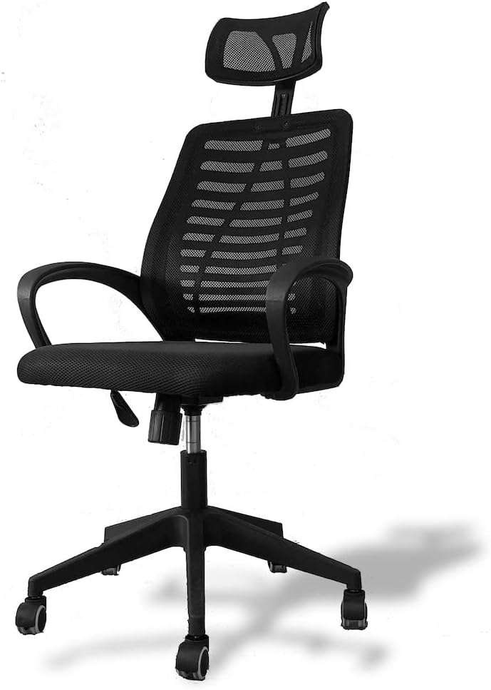 Silla Alta Ejecutiva Malla Negra Ergonómica Soporte Cabeza