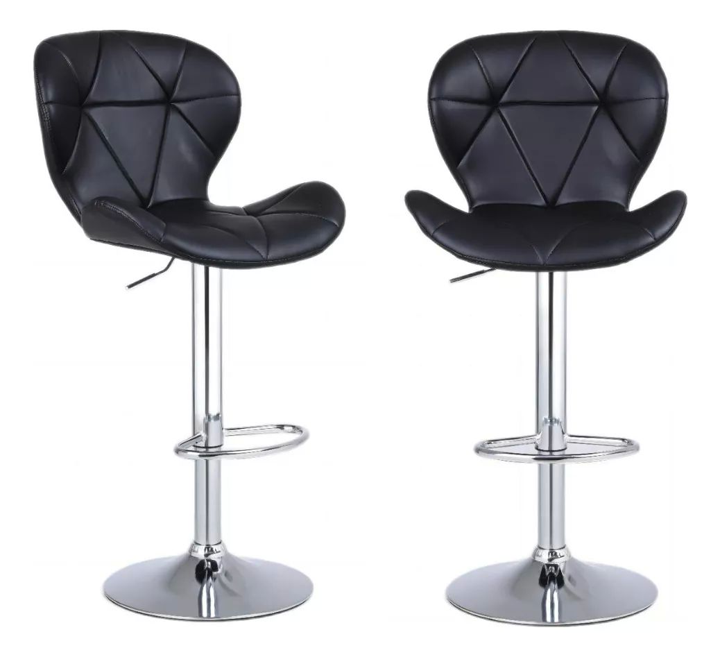 Bancos Altos Para Barra Negro Par Vinil Base Cromo Ajustable