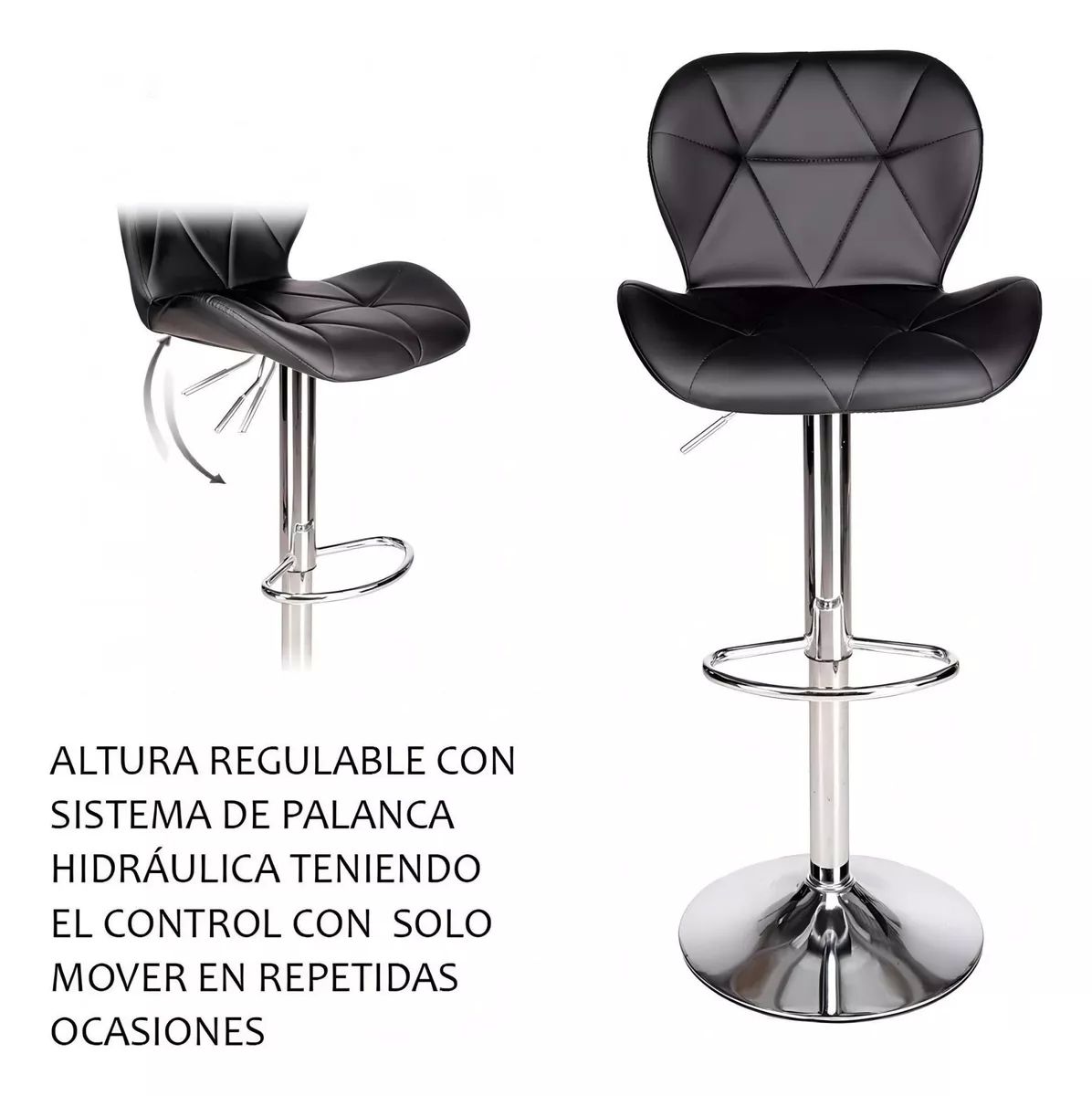 Bancos Altos Para Barra Negro Par Vinil Base Cromo Ajustable