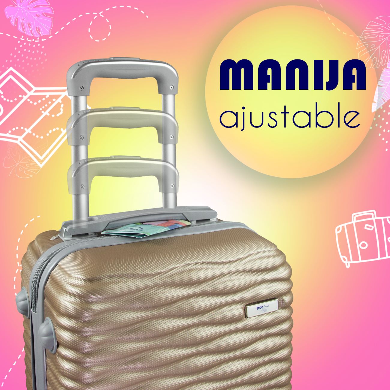 Maleta De Viaje Express Ligera 17 Pulgadas Etco Travel Equipaje De Mano Dorado para Avion Ruedas 360 Barata