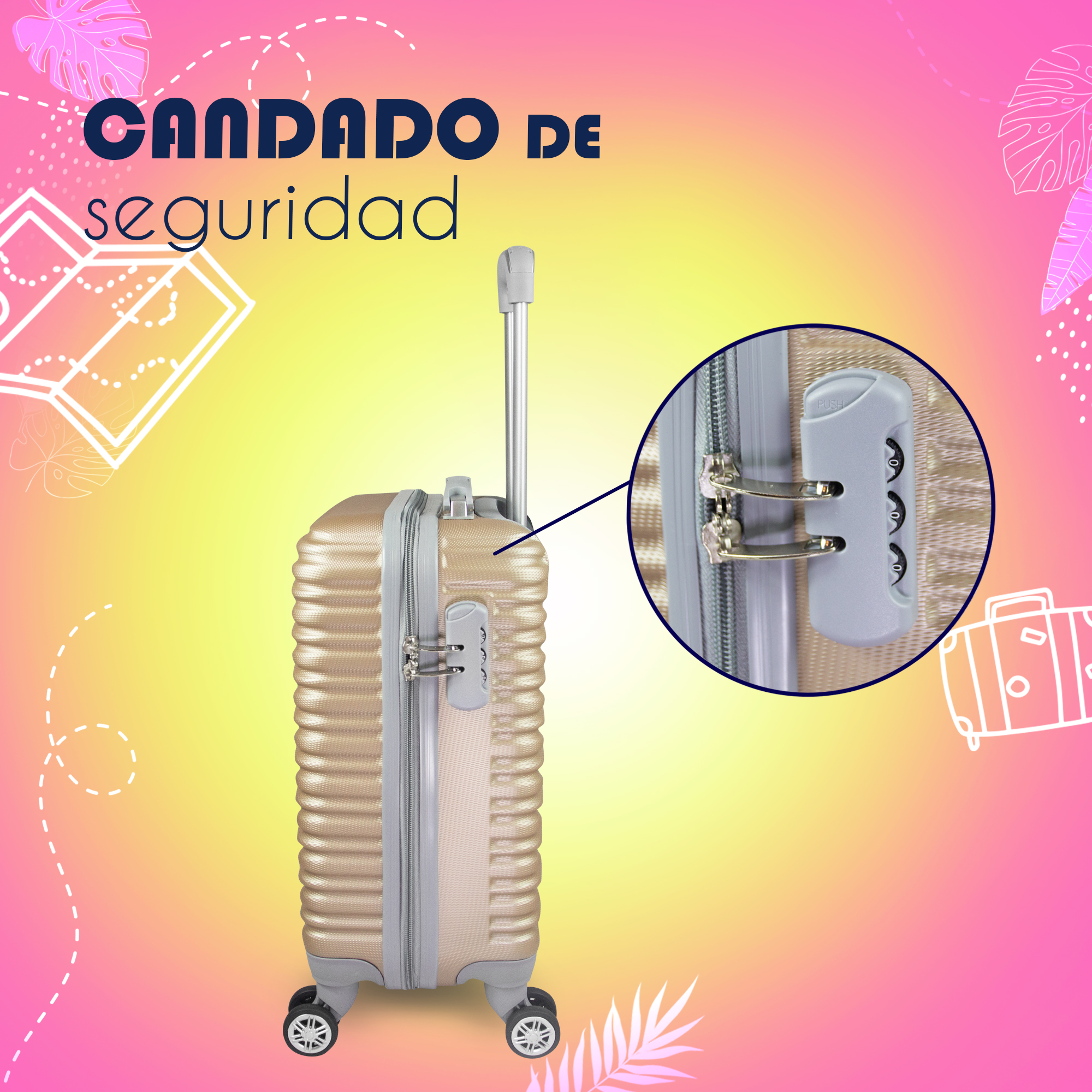 Maleta De Viaje Express Ligera 17 Pulgadas Etco Travel Equipaje De Mano Dorado para Avion Ruedas 360 Barata