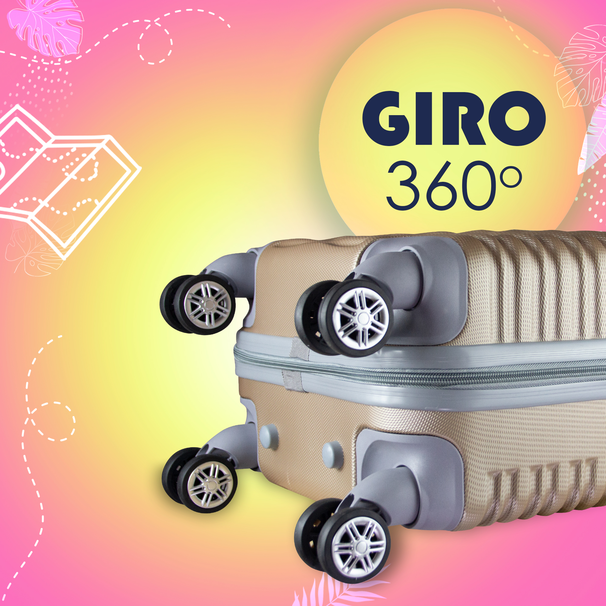 Maleta De Viaje Express Ligera 17 Pulgadas Etco Travel Equipaje De Mano Dorado para Avion Ruedas 360 Barata