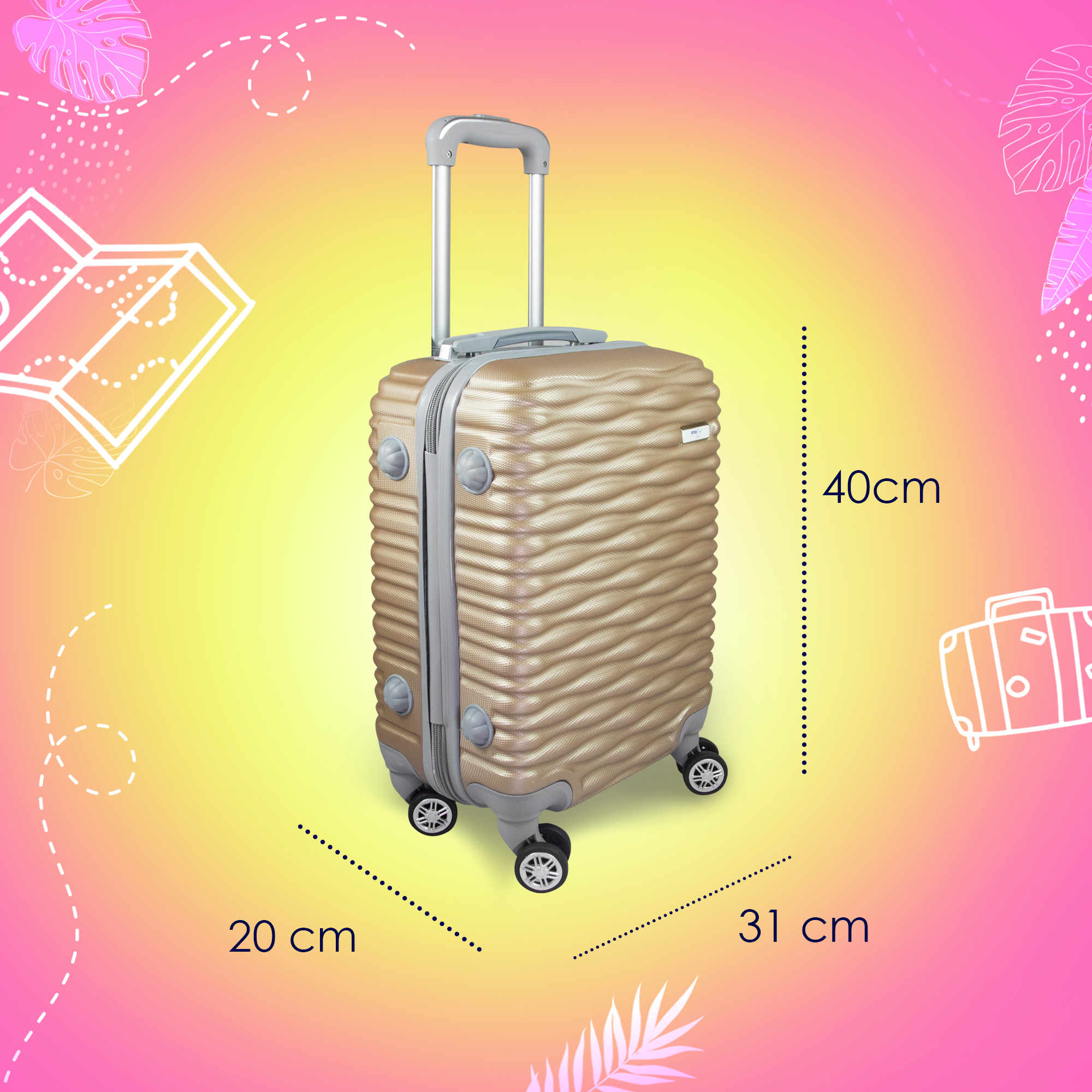 Maleta De Viaje Express Ligera 17 Pulgadas Etco Travel Equipaje De Mano Dorado para Avion Ruedas 360 Barata