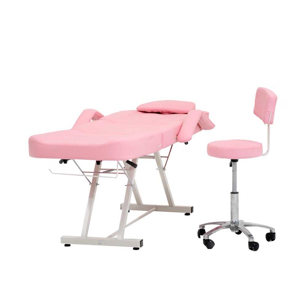 Camilla Silla De Masajes Cama Spa Faciales Sillón Con Banco Rosa