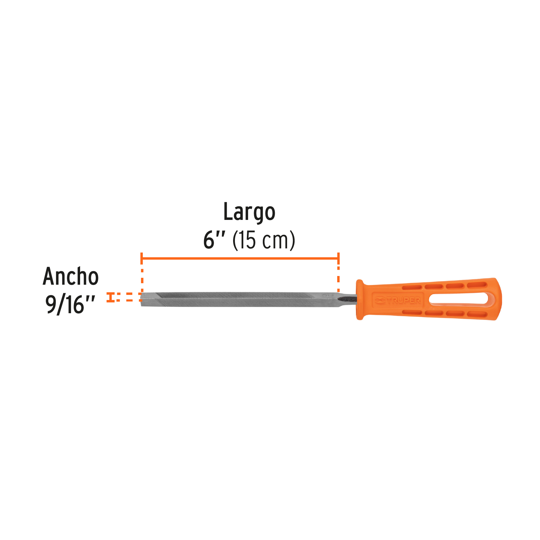 LIMA TRIANGULAR 6" PARA MACHETE, 36 DPP, CON MANGO, TRUPER 10918