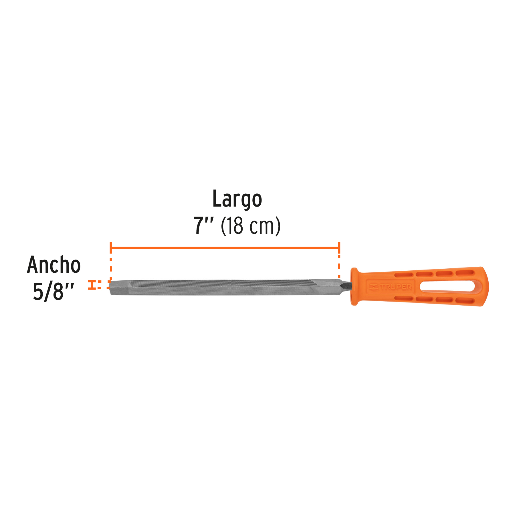 LIMA TRIANGULAR 7" PARA MACHETE, 36 DPP, CON MANGO, TRUPER 10921