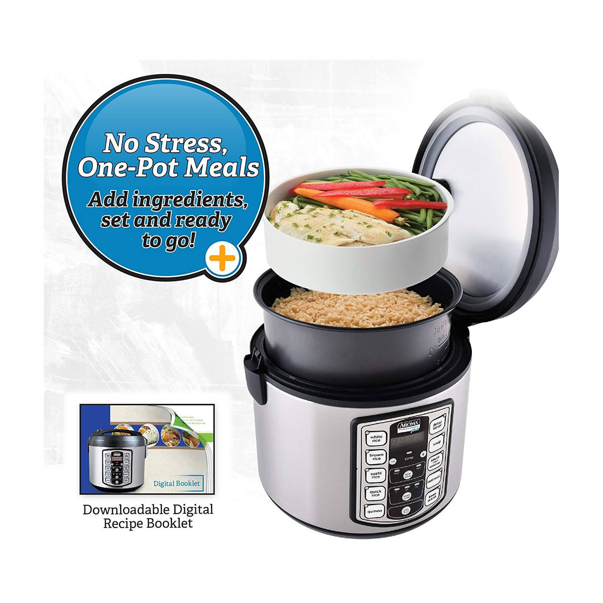 Olla De Cocción Lenta Y Arrocera Aroma ARC-5000SB Electrica