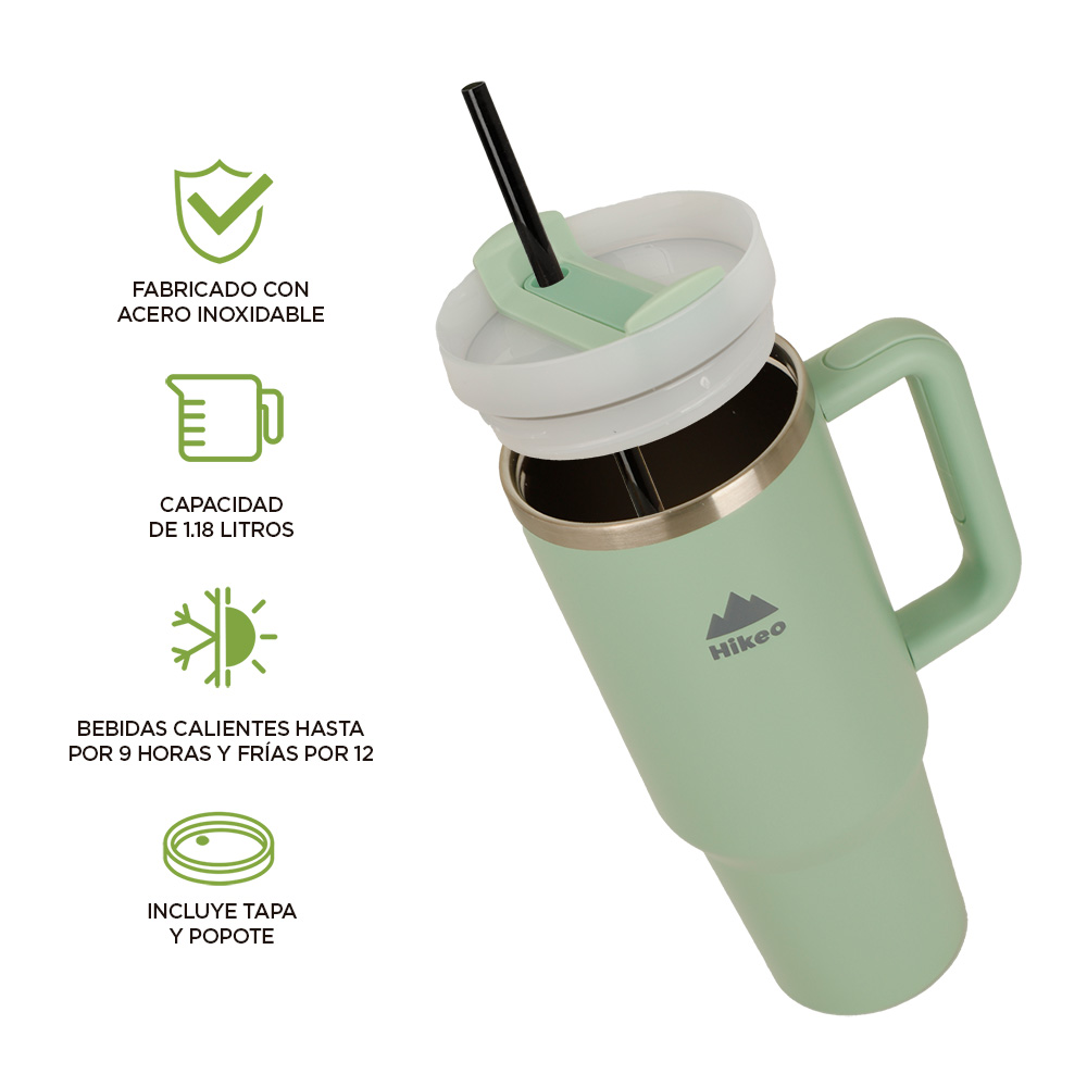 Termo para Agua y Café de Viaje Acero Inox. Doble Pared 1.2 Litros