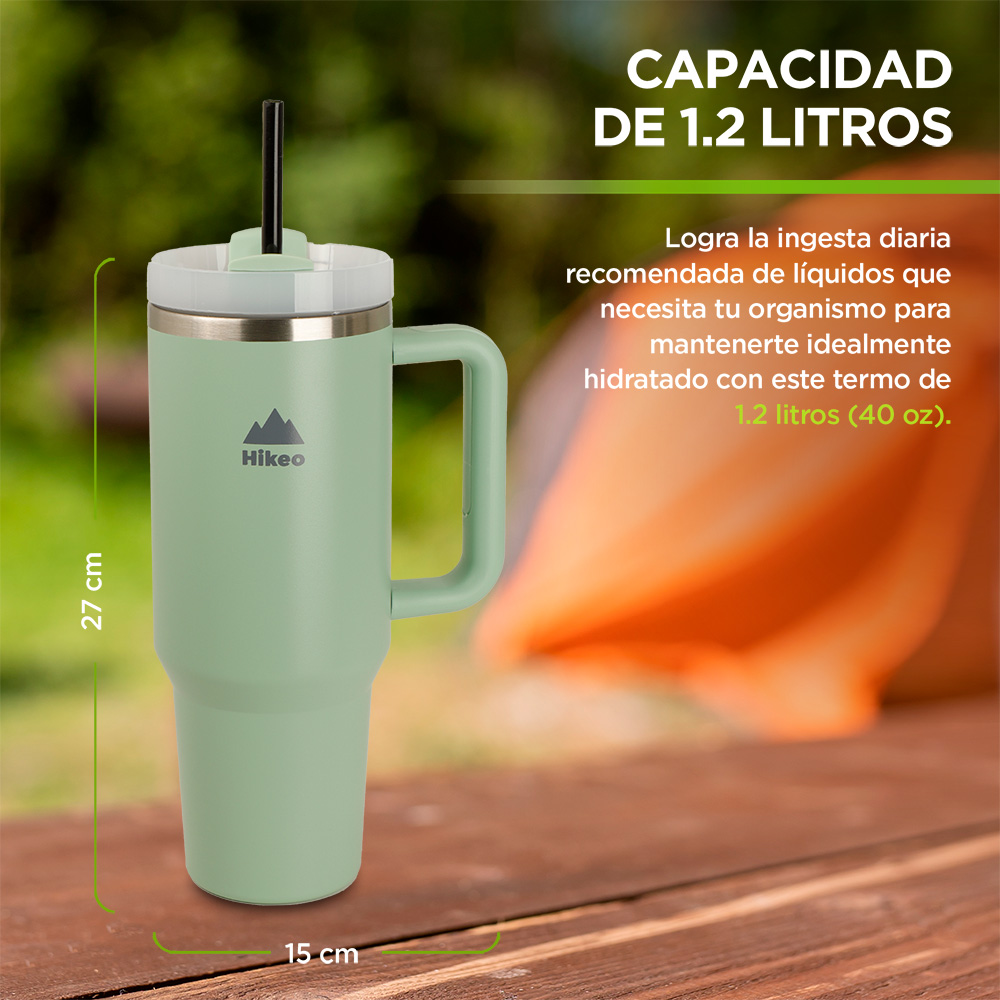 Termo para Agua y Café de Viaje Acero Inox. Doble Pared 1.2 Litros
