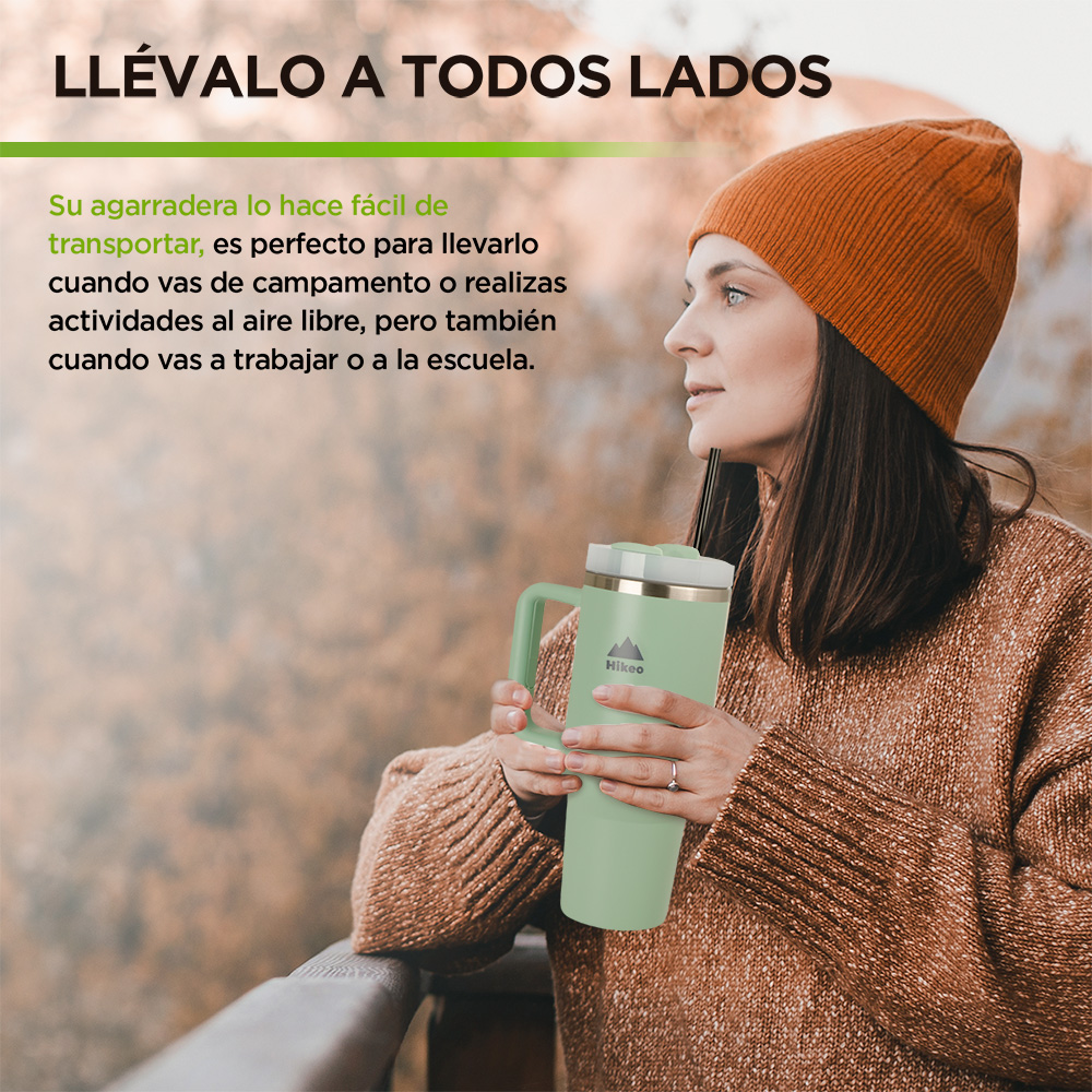 Termo para Agua y Café de Viaje Acero Inox. Doble Pared 1.2 Litros