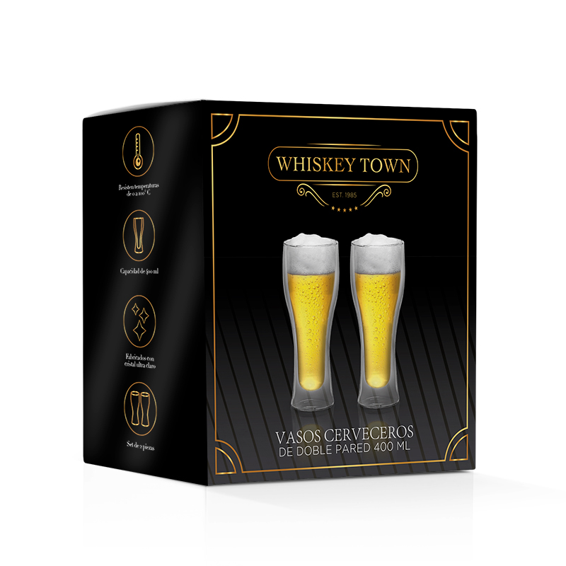 Set de vasos para cerveza Double-Wall de vidrio 4 piezas