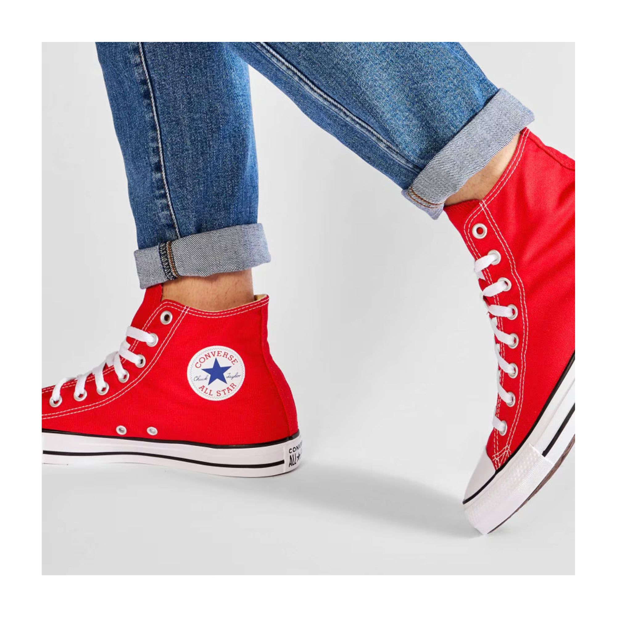 Tenis Converse Chuck Taylor All Star Hi Bota Rojo con Blanco Unisex Originales M9621