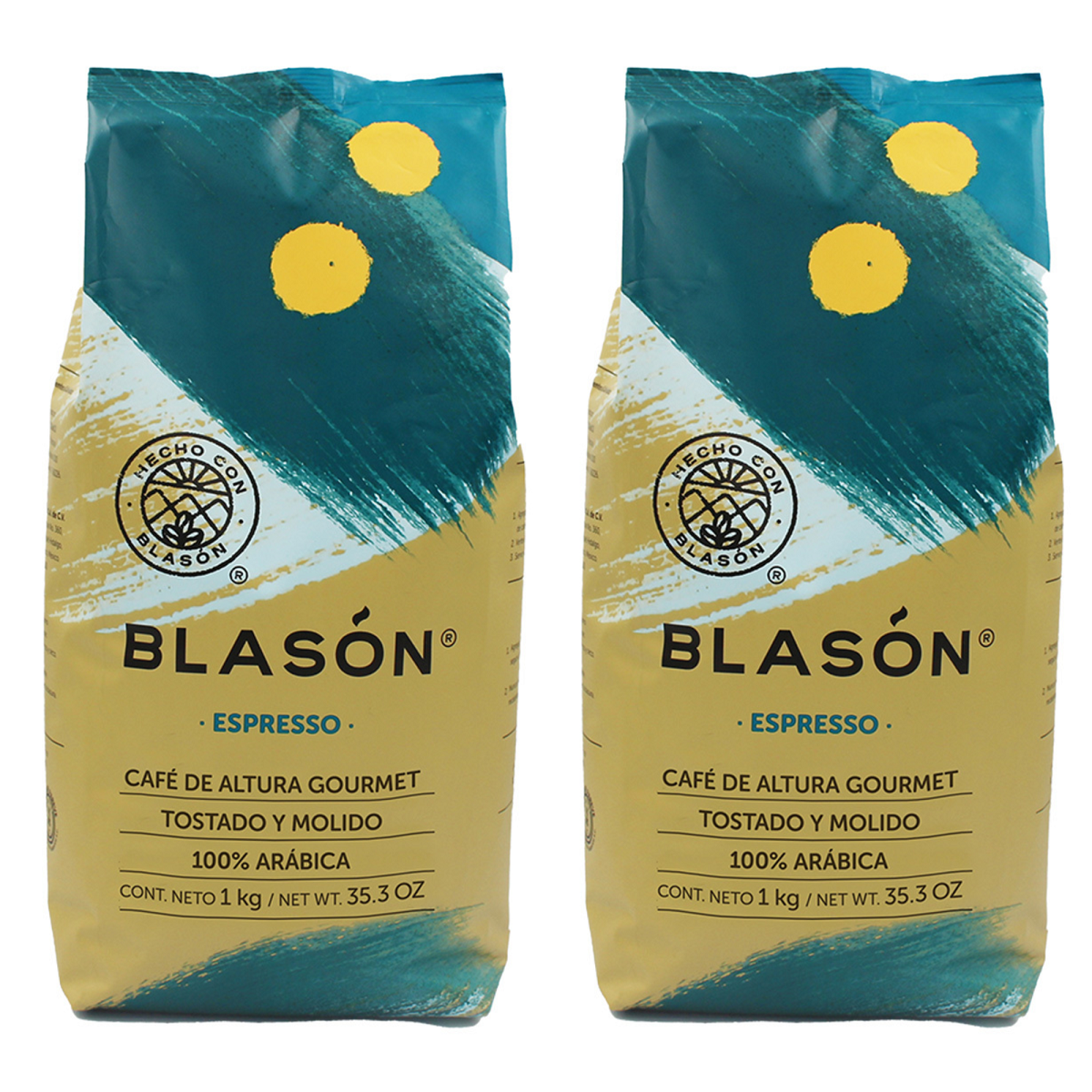 2 Pzs Café Espresso Molido Gourmet 1 Kg C/u Blasón 