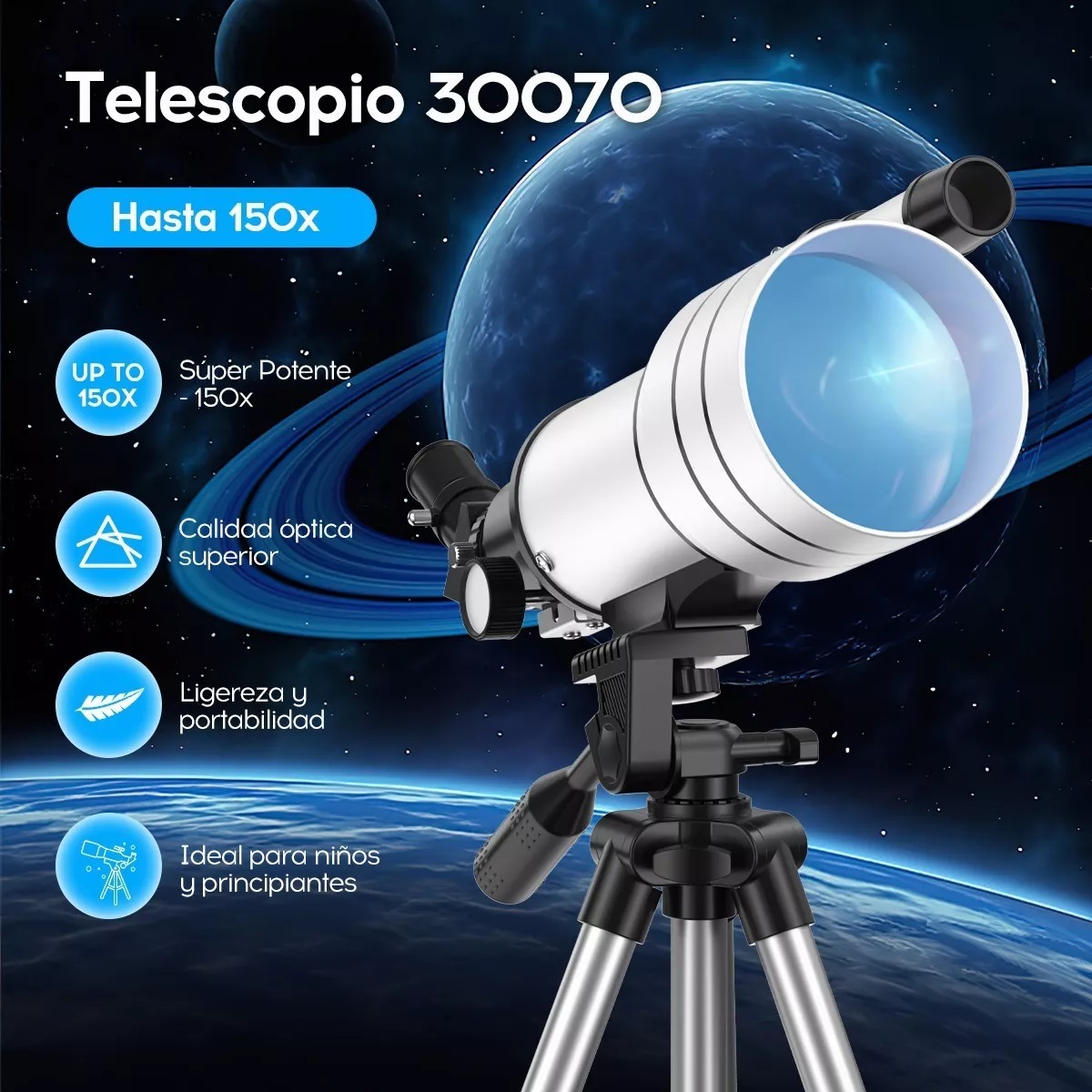 Telescopio Astronómico Monocular Profesional 70/300mm 150x