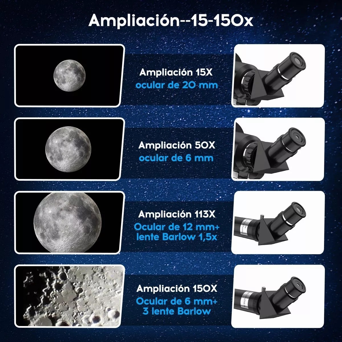 Telescopio Astronómico Monocular Profesional 70/300mm 150x