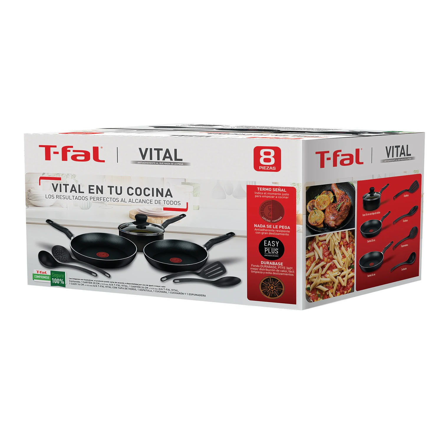 Bateria De Cocina T-fal Vital 0391200 De 8 Piezas - Negro