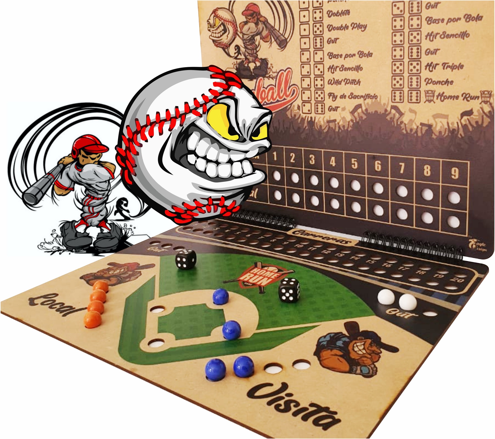 ARAGONMX, Juego de Mesa HOMERUN de Baseball, el Juego de Mesa Original para pasar tiempo divertido con tu familia y Amigos.