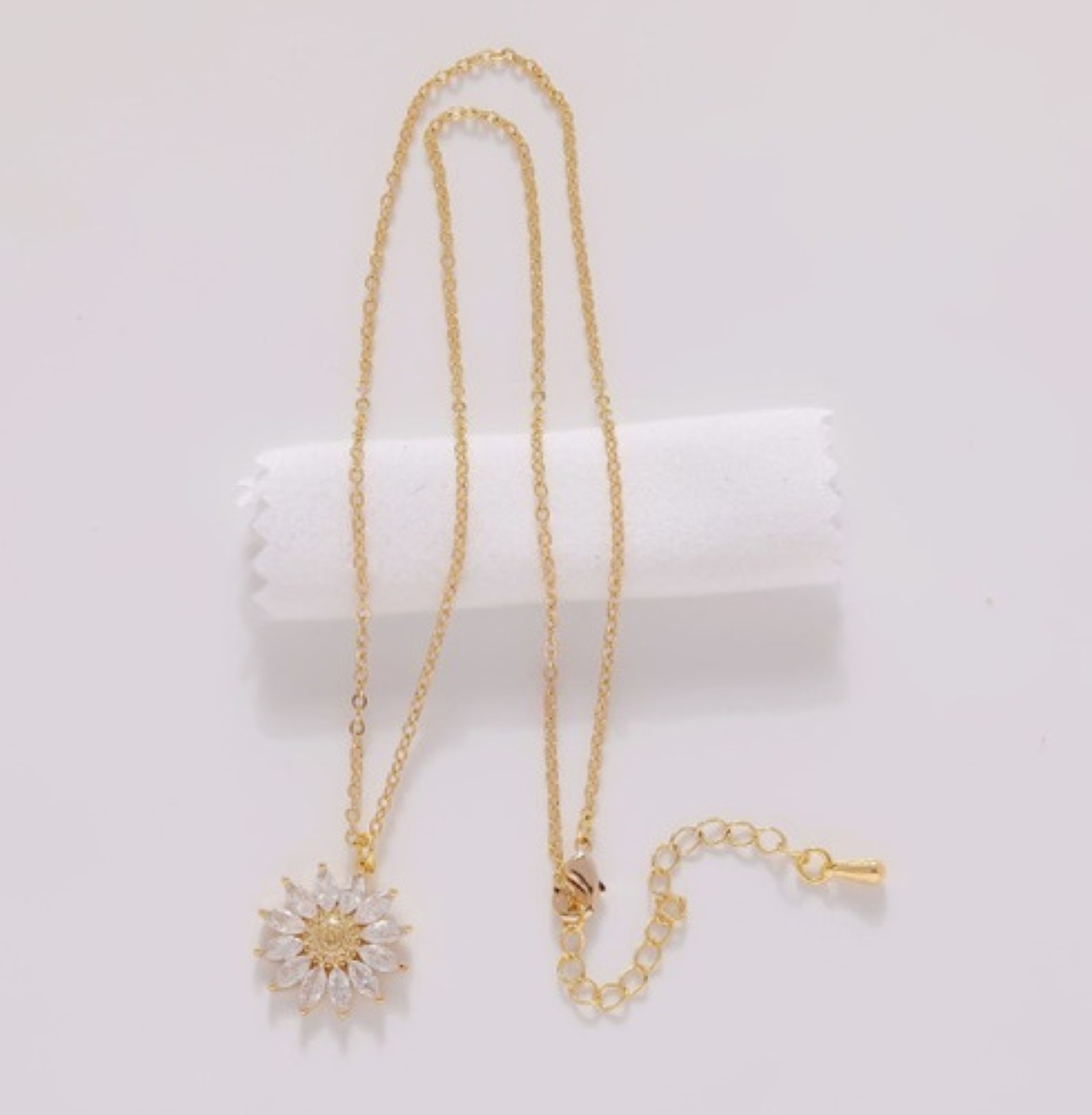 Collar Girasol Oro 18k Aretes Anillo Tres Piezas Amarillo