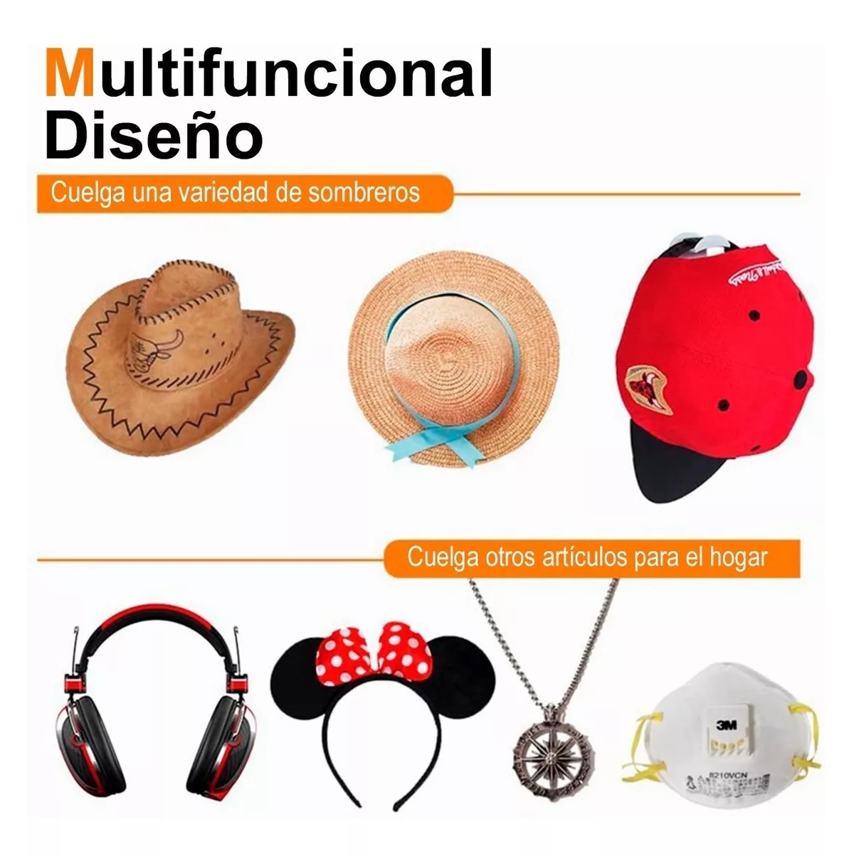 Juego 10 Gancho Organizador De Gorras Para Pared Percheros Porta