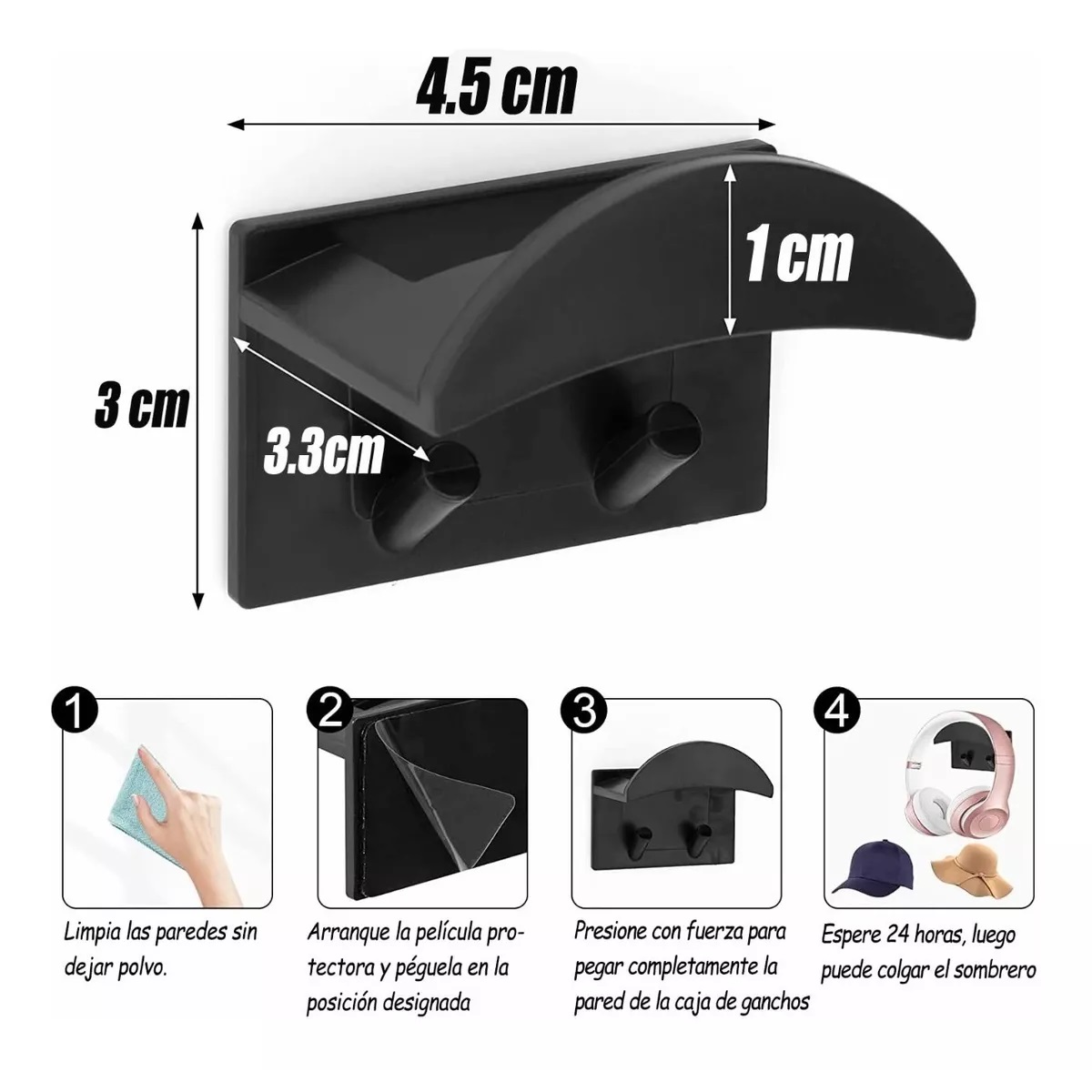Juego 10 Ganchos Percheros De Pared Para Organizadores De Gorras