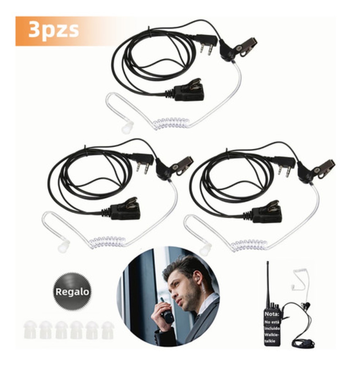 Audifonos Manos Libres Para Radio Talkie 3px Negro