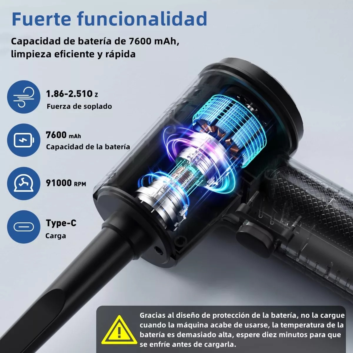 Kit Limpieza Inalámbrico Pc Plumero Aire Soplador Usb 3 In 1