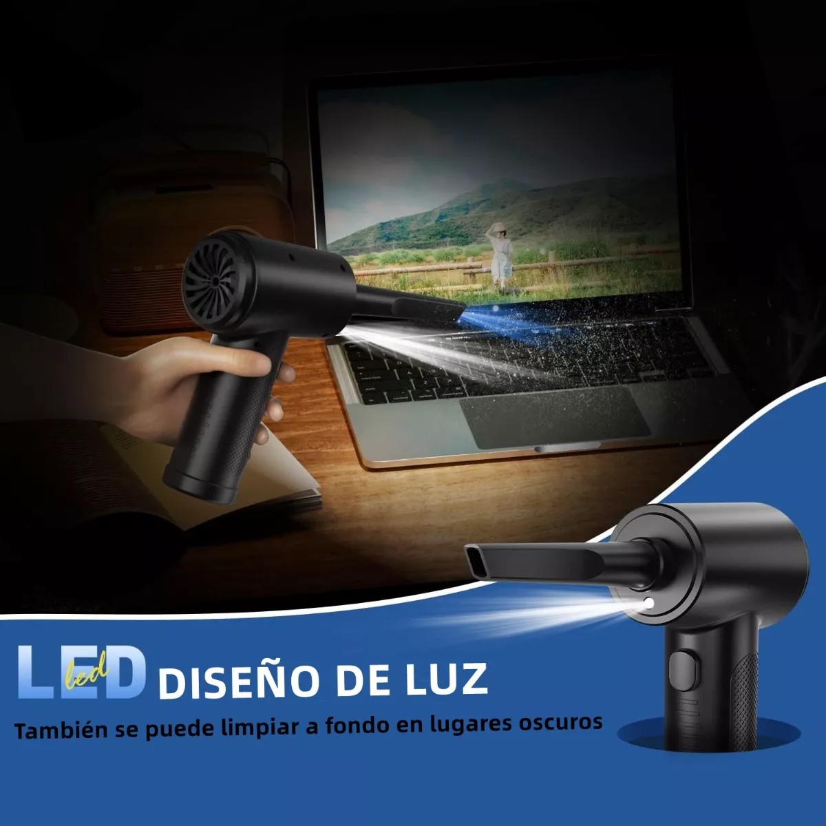 Kit Limpieza Inalámbrico Pc Plumero Aire Soplador Usb 3 In 1