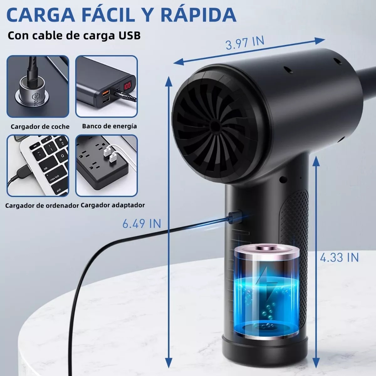 Kit Limpieza Inalámbrico Pc Plumero Aire Soplador Usb 3 In 1