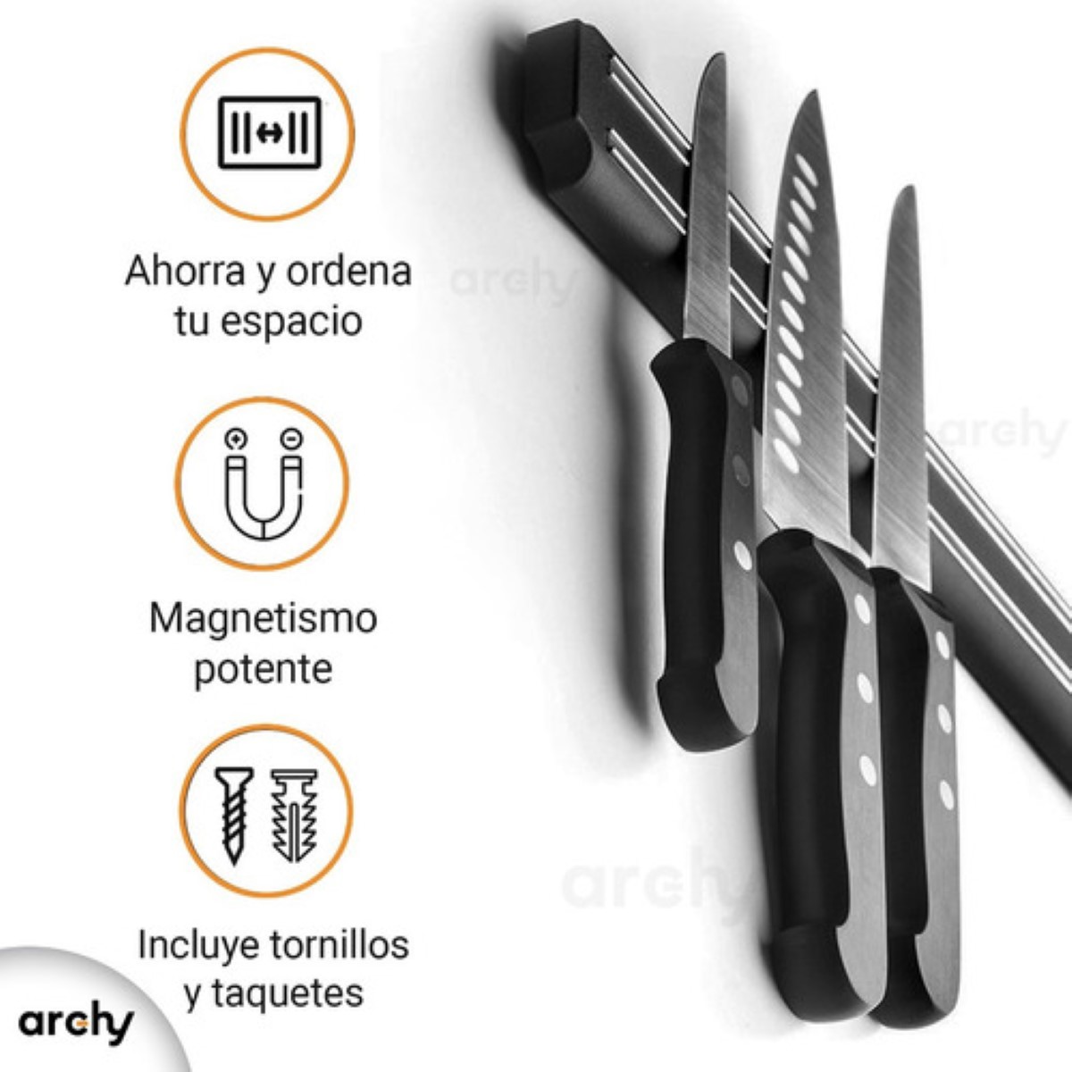 Barra Iman Magnetica Porta Cuchillos Herramientas Negro
