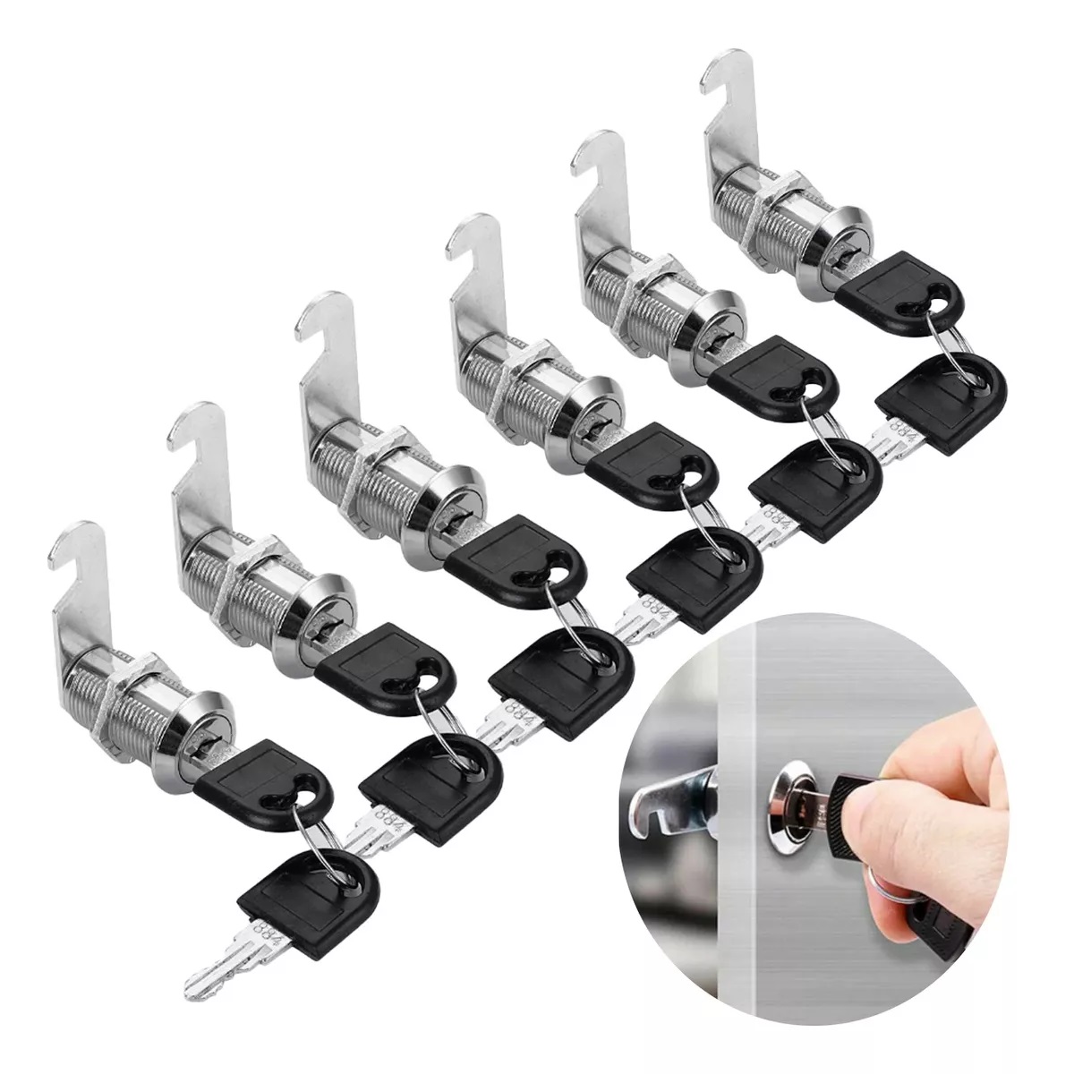 Set 6pzs Cerradura Con Paleta Gancho 90 30mm Para Cajón Armario