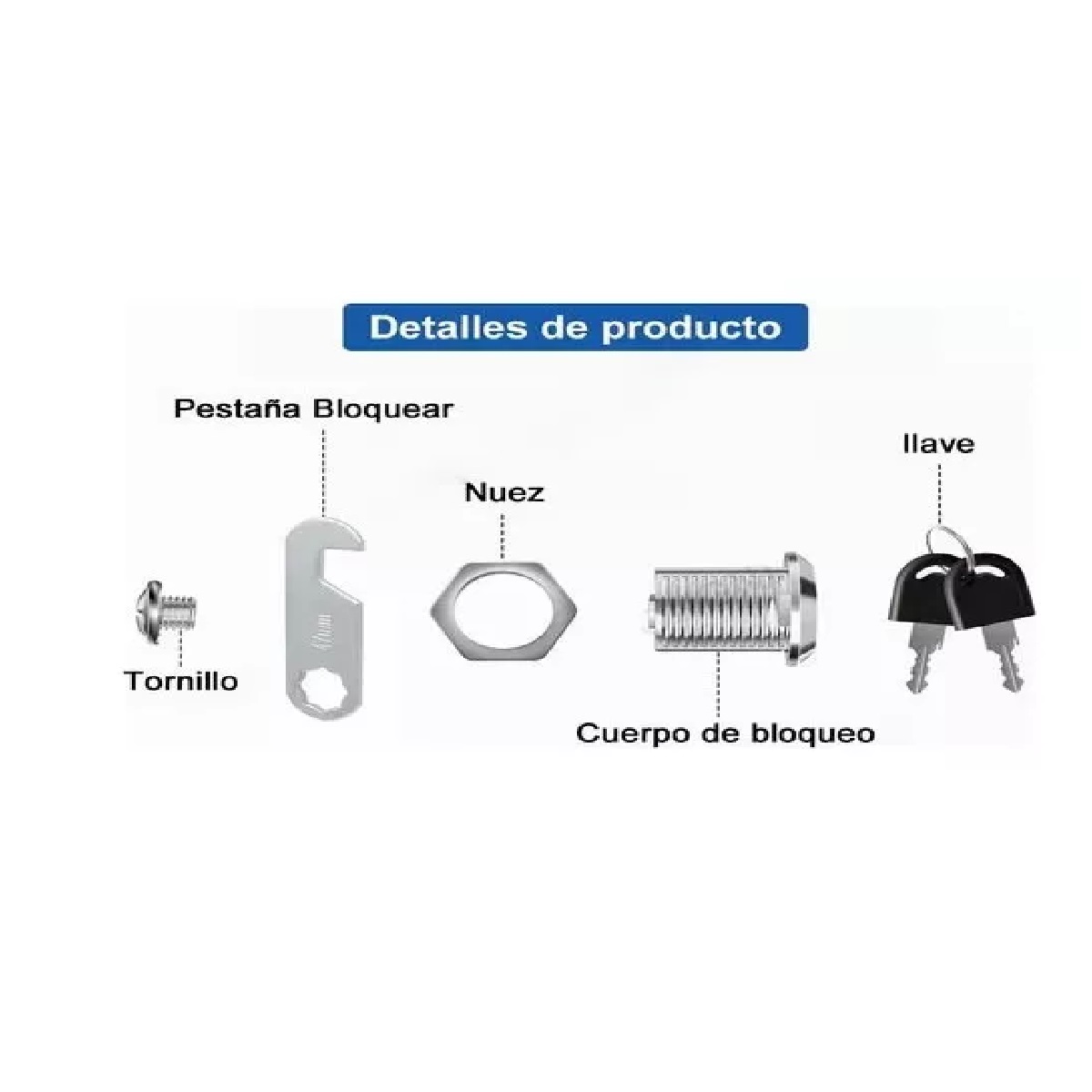 Set 6pzs Cerradura Con Paleta Gancho 90 30mm Para Cajón Armario