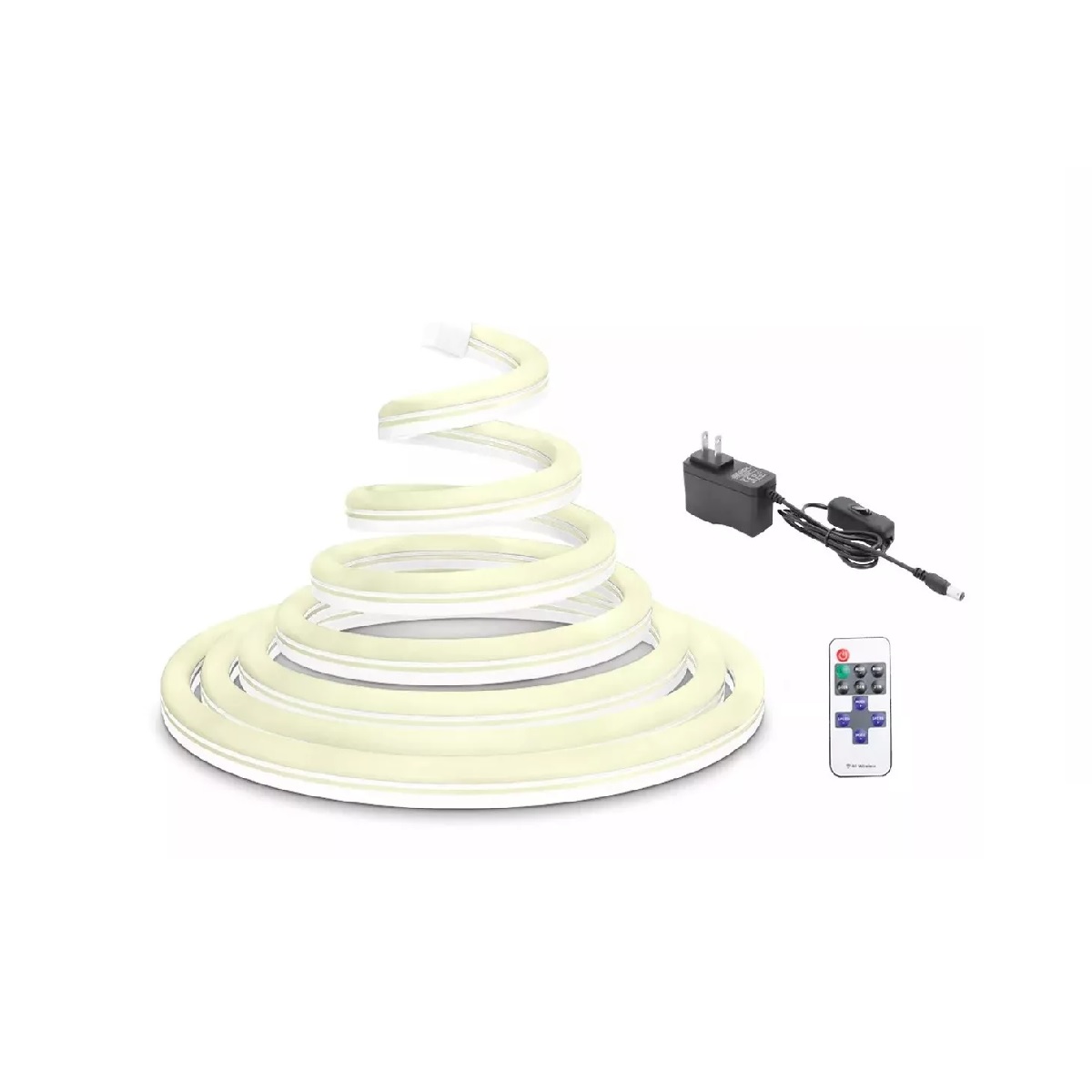 Tiras De Led 10m Luz Neón Flexible 24v Con Control Remoto Blanco Calido