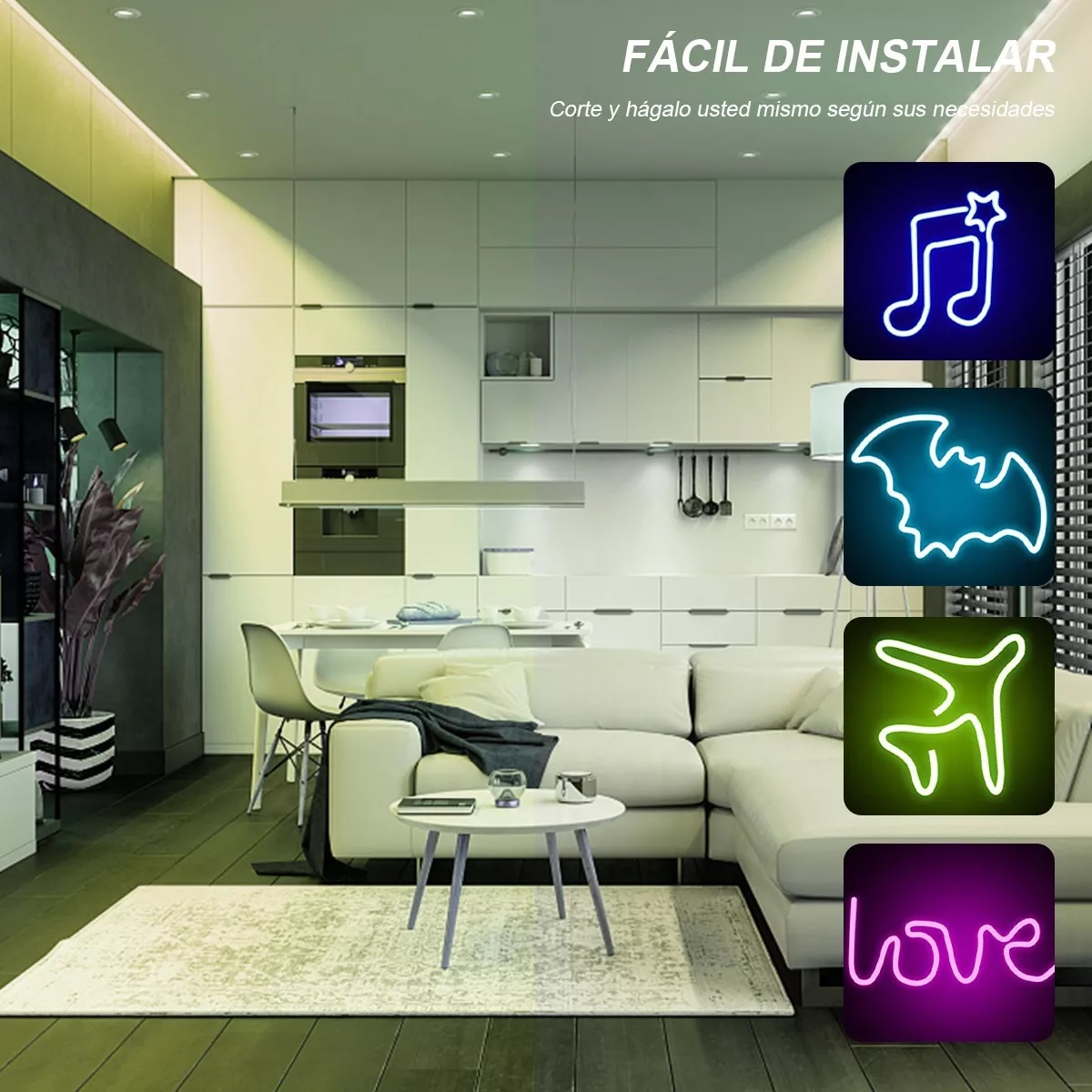 Tiras De Led 10m Luz Neón Flexible 24v Con Control Remoto Blanco Calido