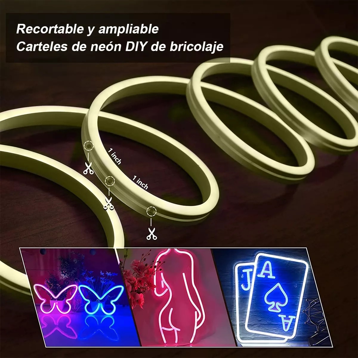 Tiras De Led 10m Luz Neón Flexible 24v Con Control Remoto Blanco Calido