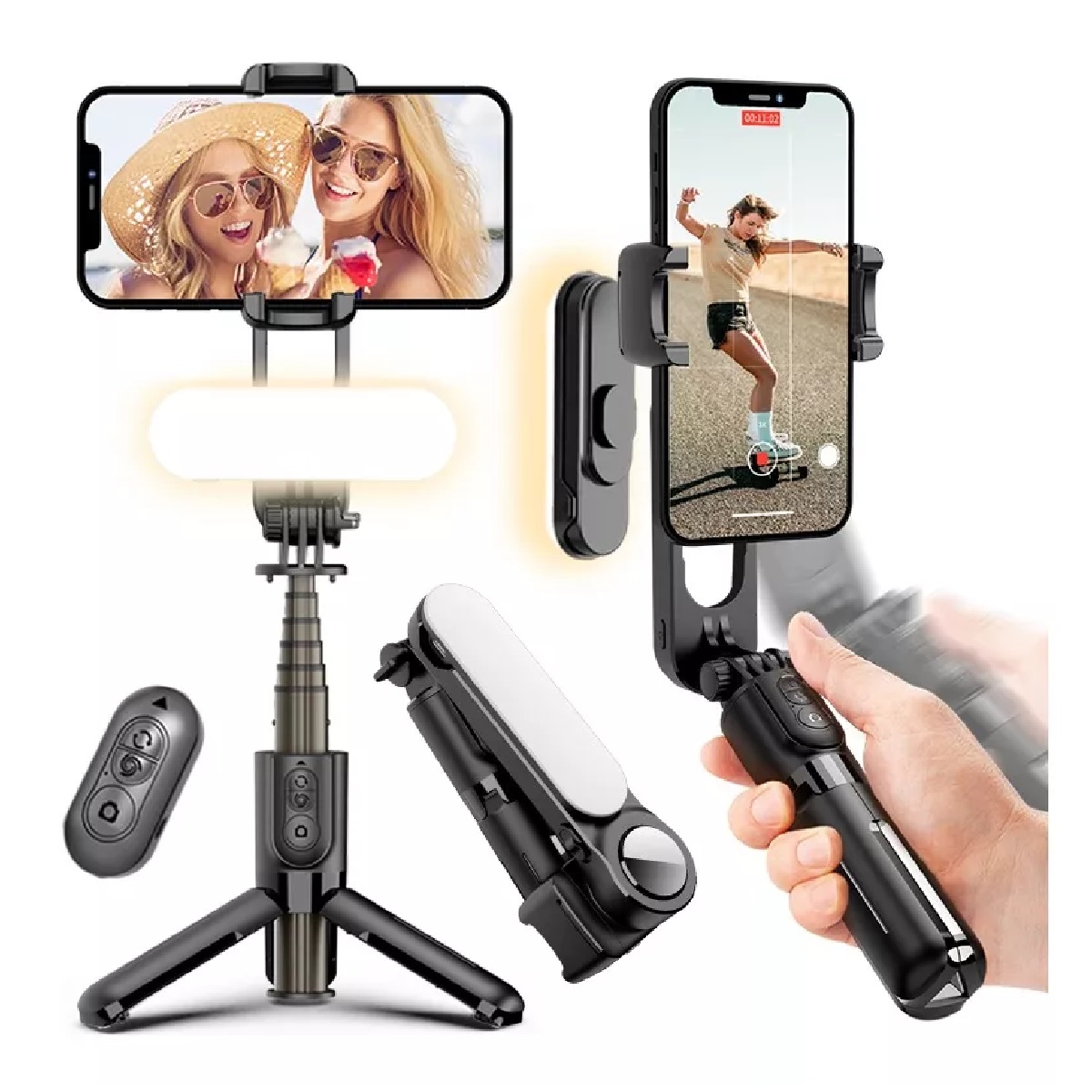 Estabilizador portátil de trípode para teléfono móvil Selfie Stick con  Twins Light, manos libres remotas inalámbricas desmontables, compatible con  teléfonos inteligentes Android - Temu