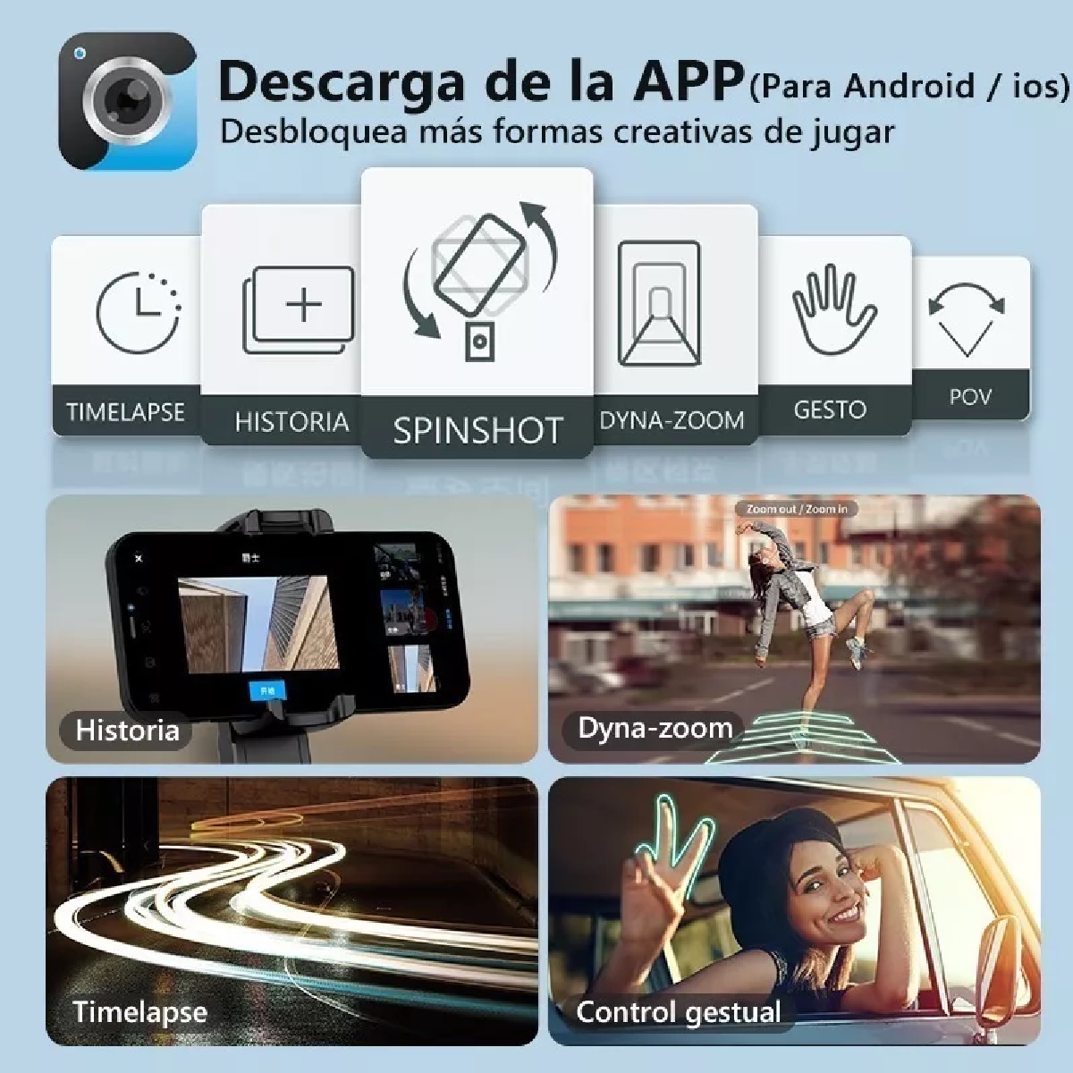 Gimbal Estabilizador Celular Selfie Stick Trípode Iphone Android