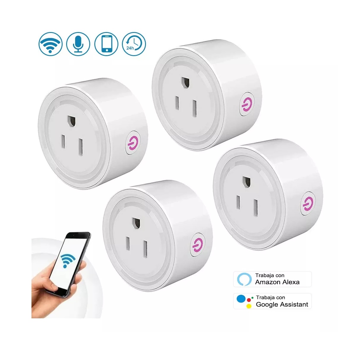 Set Enchufe Inteligente Wifi Smart Plug Con App, 4 Uds.