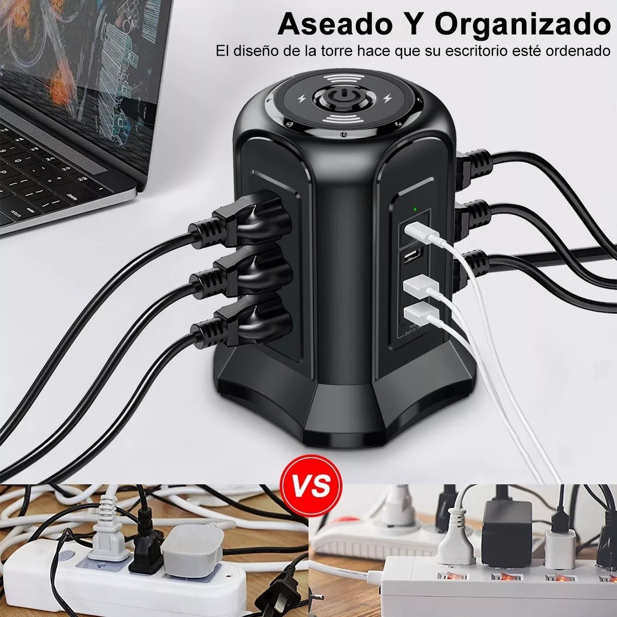 Multicontactos Electricos Torre Extension, 9 Salidas Y 4 Usb