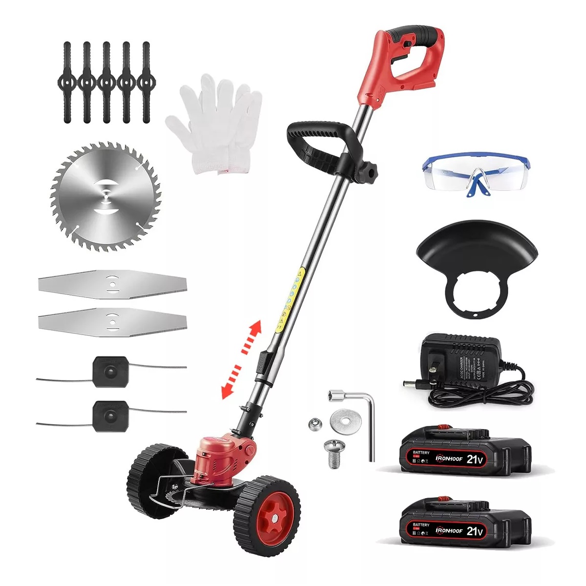 Podadora Césped Desbrozadora Inalámbrica Con Ruedas 2000 Mah