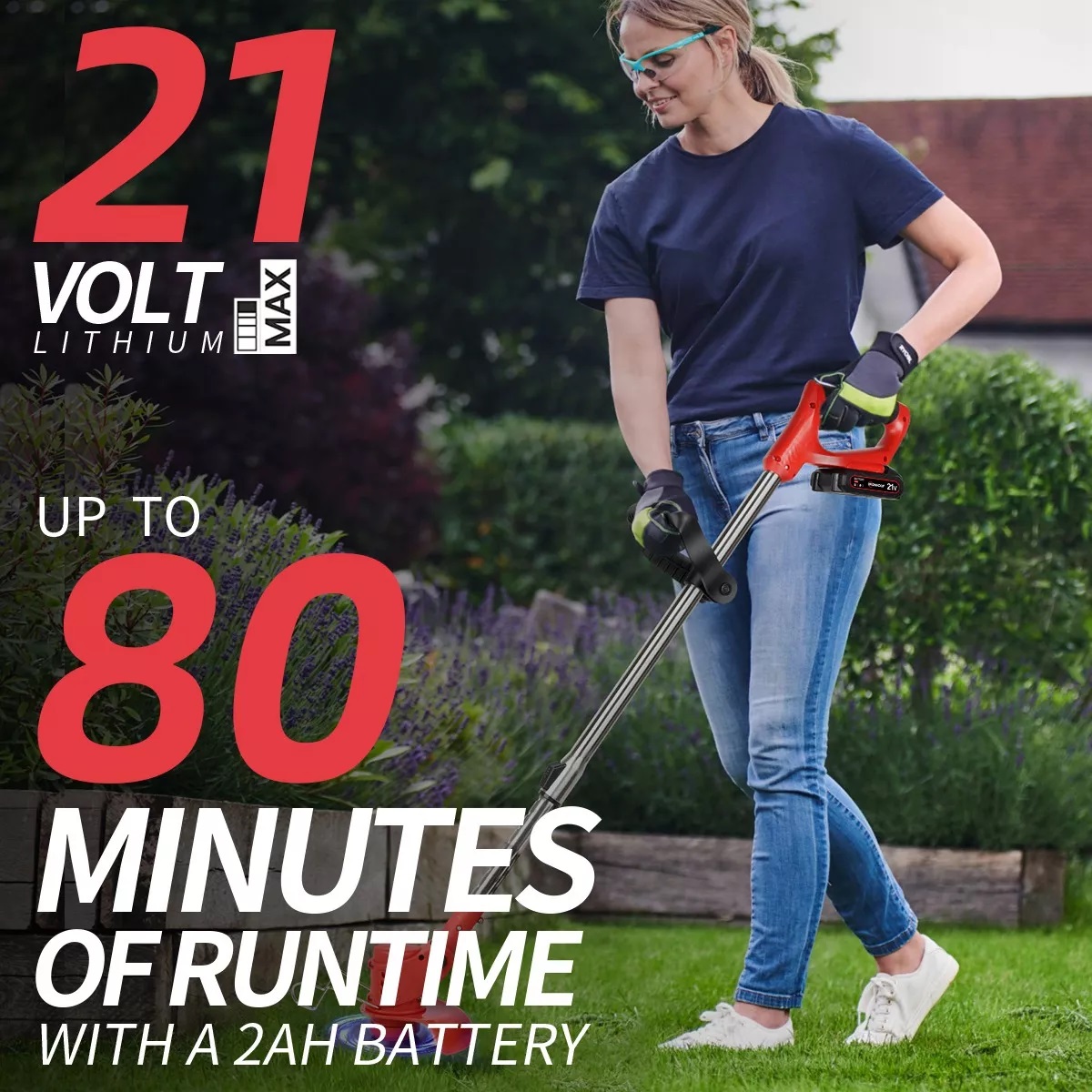 Podadora Césped Desbrozadora Inalámbrica Con Ruedas 2000 Mah