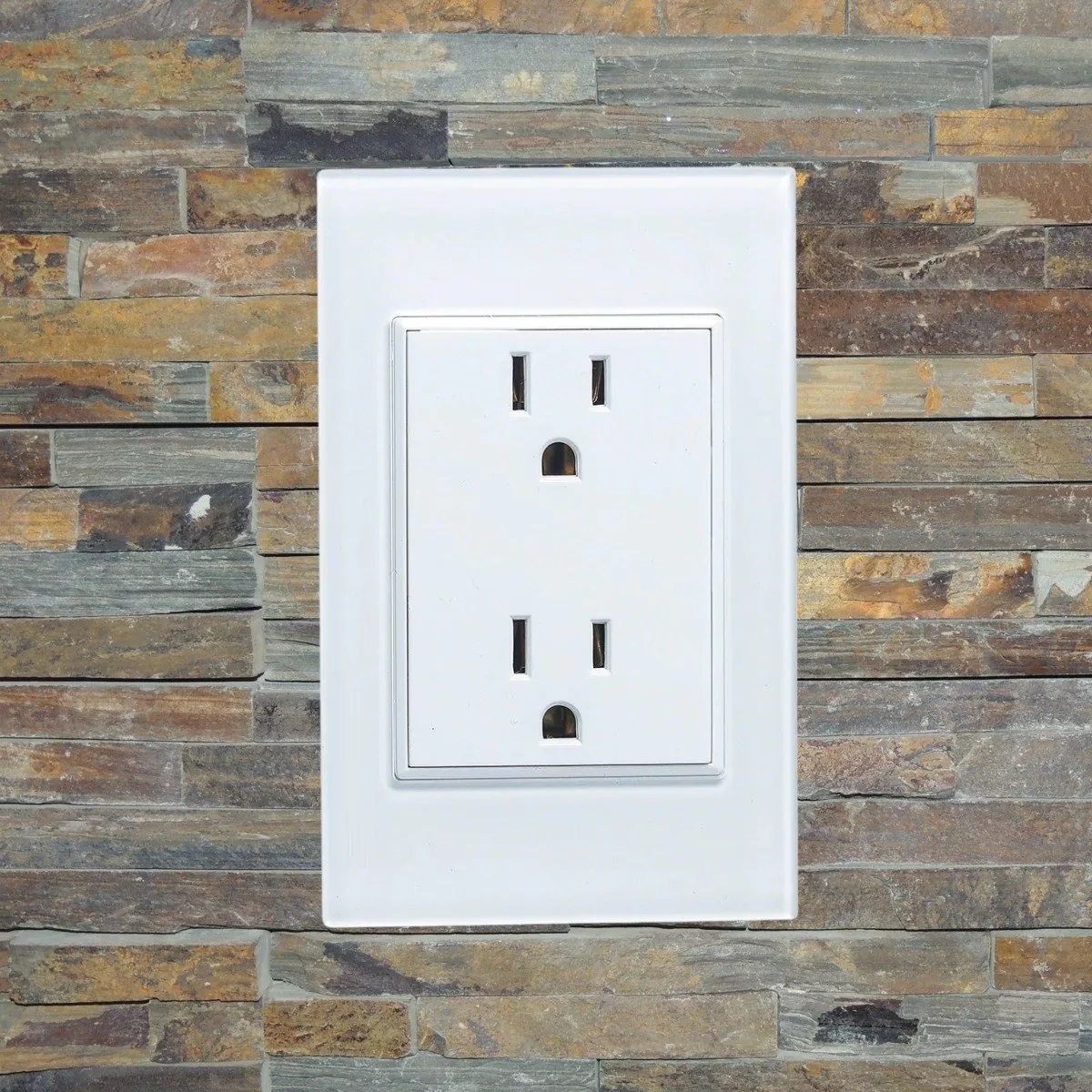 Set 3 Placas Con Contacto Duplex Cristal Blanco Premium