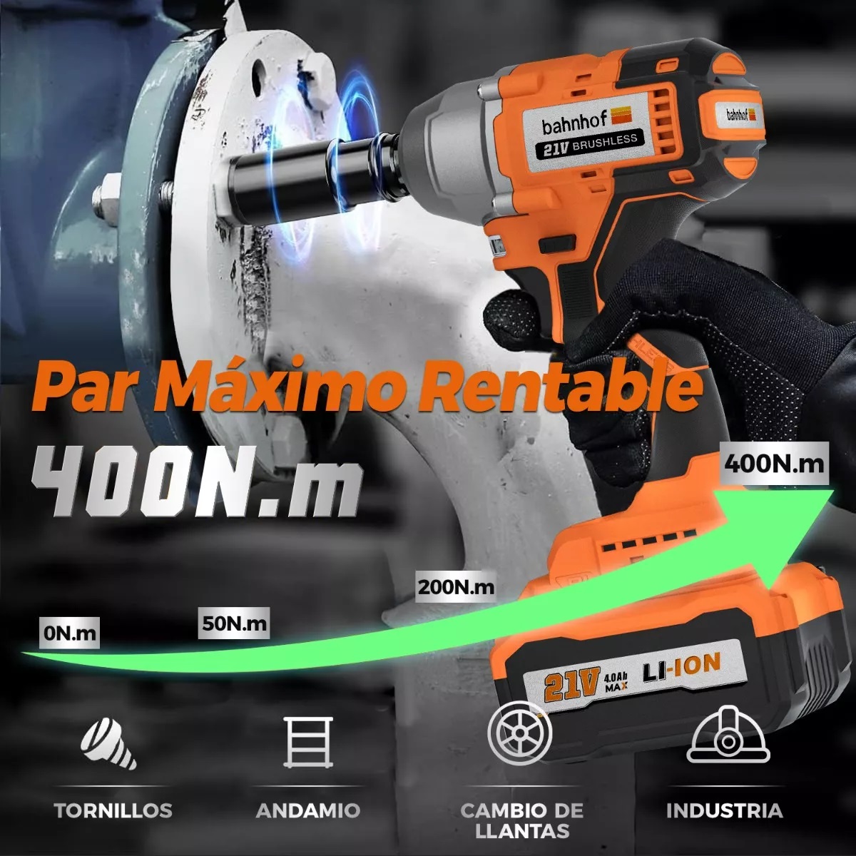 Kit Llave De Impacto Pistola Inalámbrico Motor Sin Escobillas