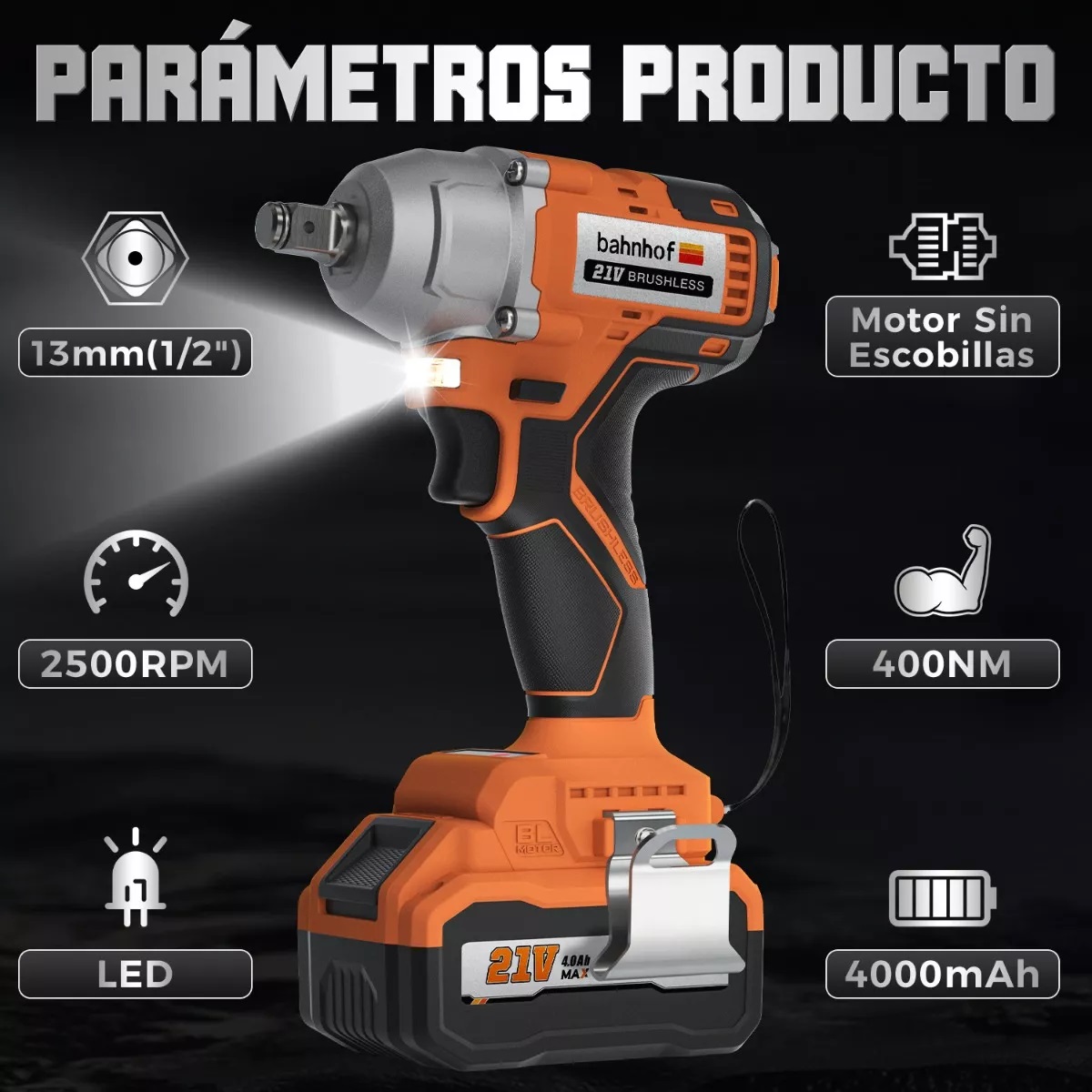 Kit Llave De Impacto Pistola Inalámbrico Motor Sin Escobillas