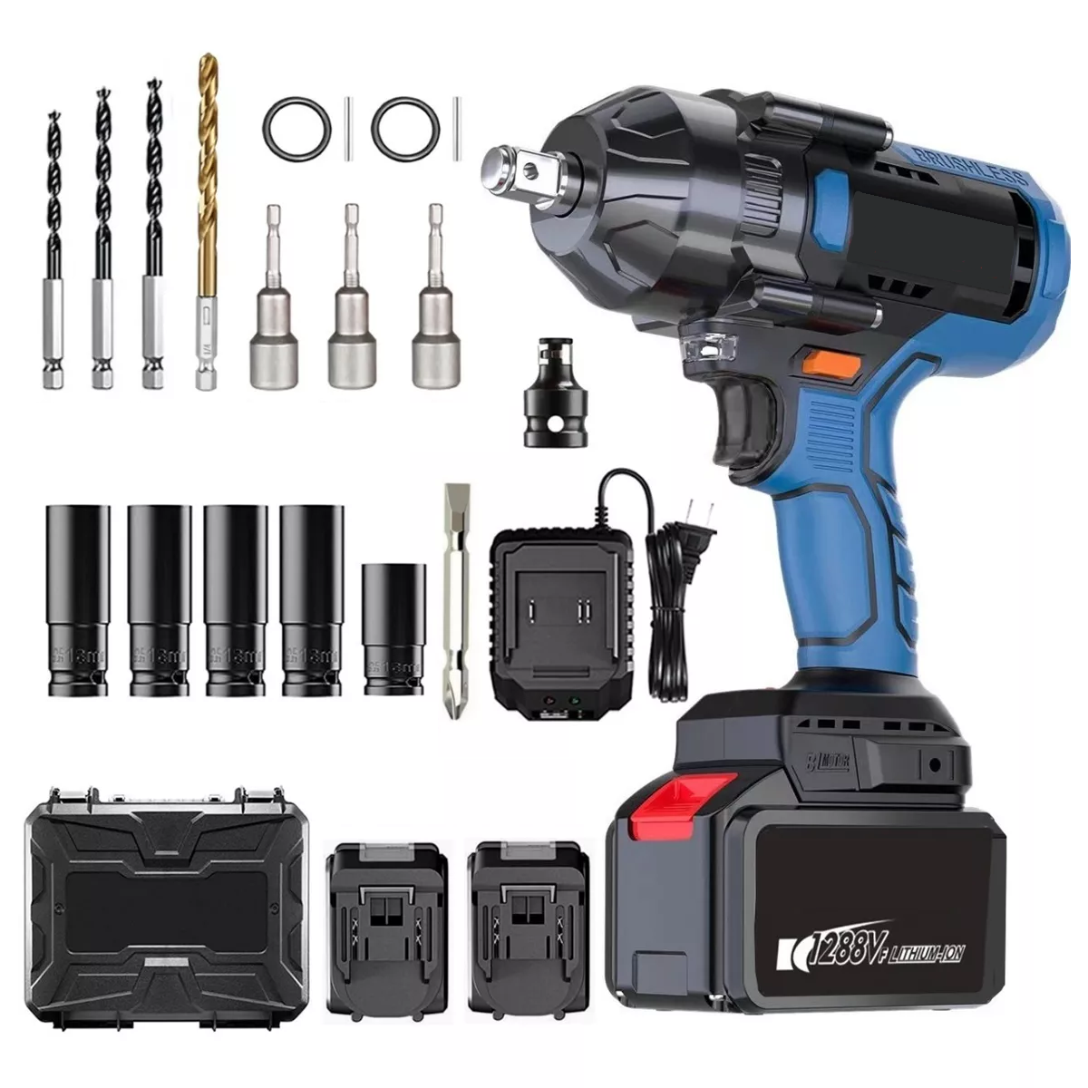 Llave De Impacto 1/2 Inalámbrica Con 2 21v Batería 600n.m 